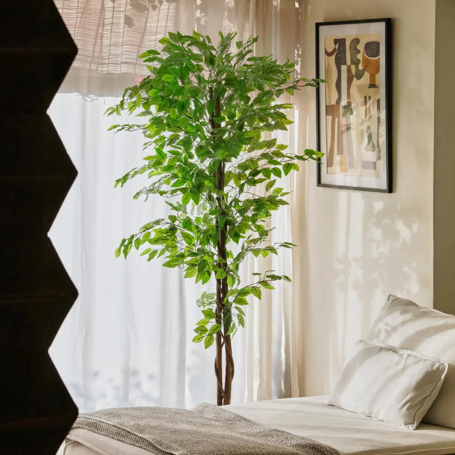 Bonerva | Ficus Nature 180 cm Altura | Planta Artificial con Tronco Natural | Ideal para Decorar Interiores: hogares, Negocios y hoteles