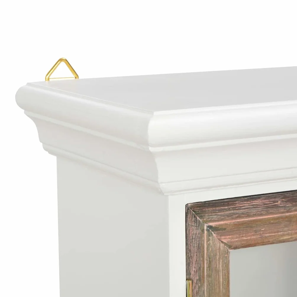 vidaXL Armario de Pared Mueble Alacena de Hogar Mobiliario de Casa Salón Sala de Estar Vidrio Blanco y Marrón Madera Maciza de Roble