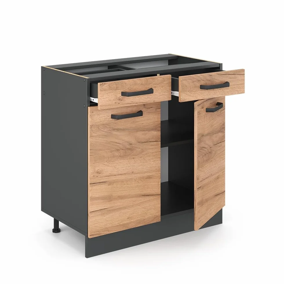 Vicco Mueble bajo de Cocina R-Line, Roble Dorado/Antracita, 80 cm sin encimera