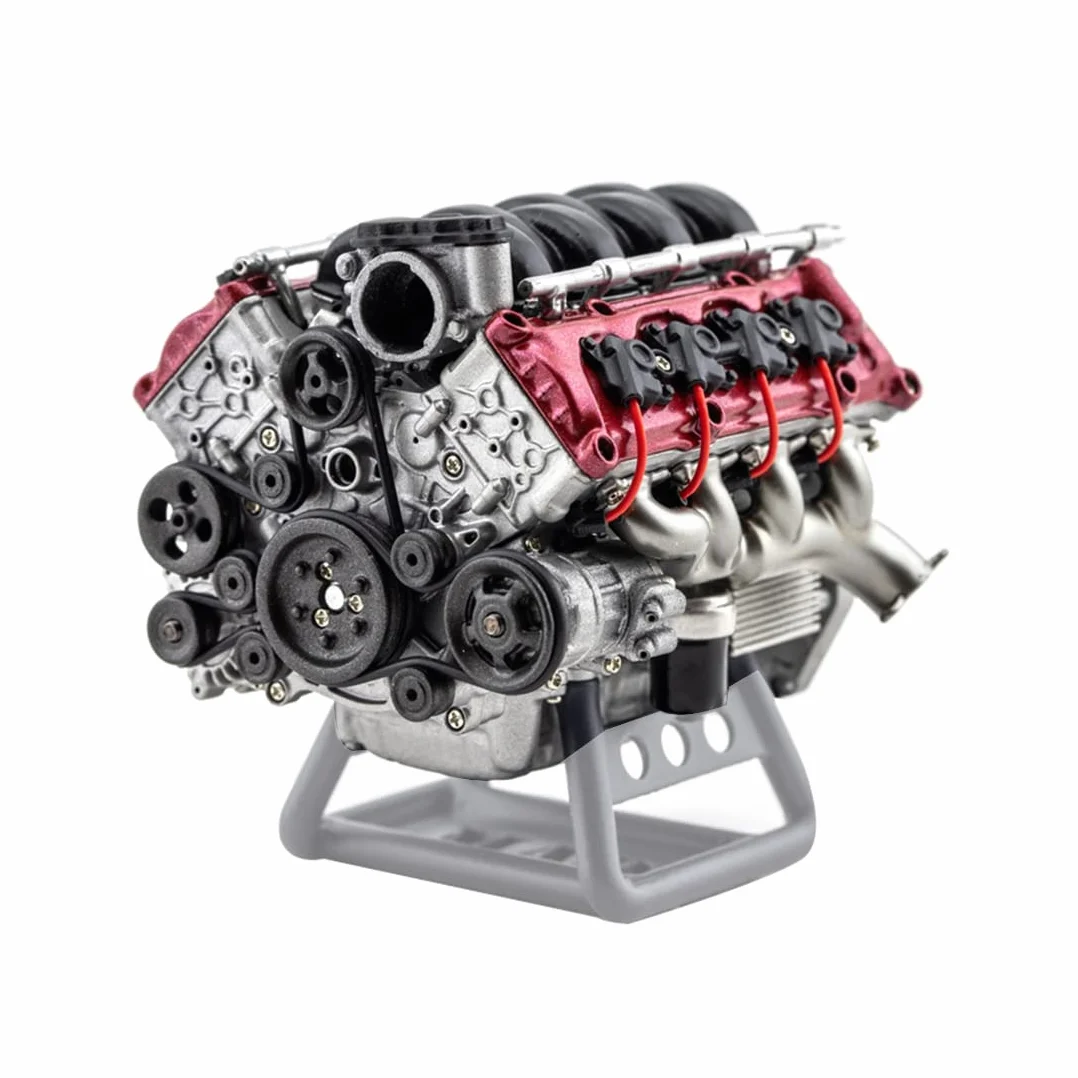 Modelo de motor V8 impreso en resina 3D – Kit de motor de simulación RC compatible con AX90104, SCX10 y Capra VS4-10 Pro/Ultra – Versión dinámica Kit 6,4 × 6 × 5,5 cm