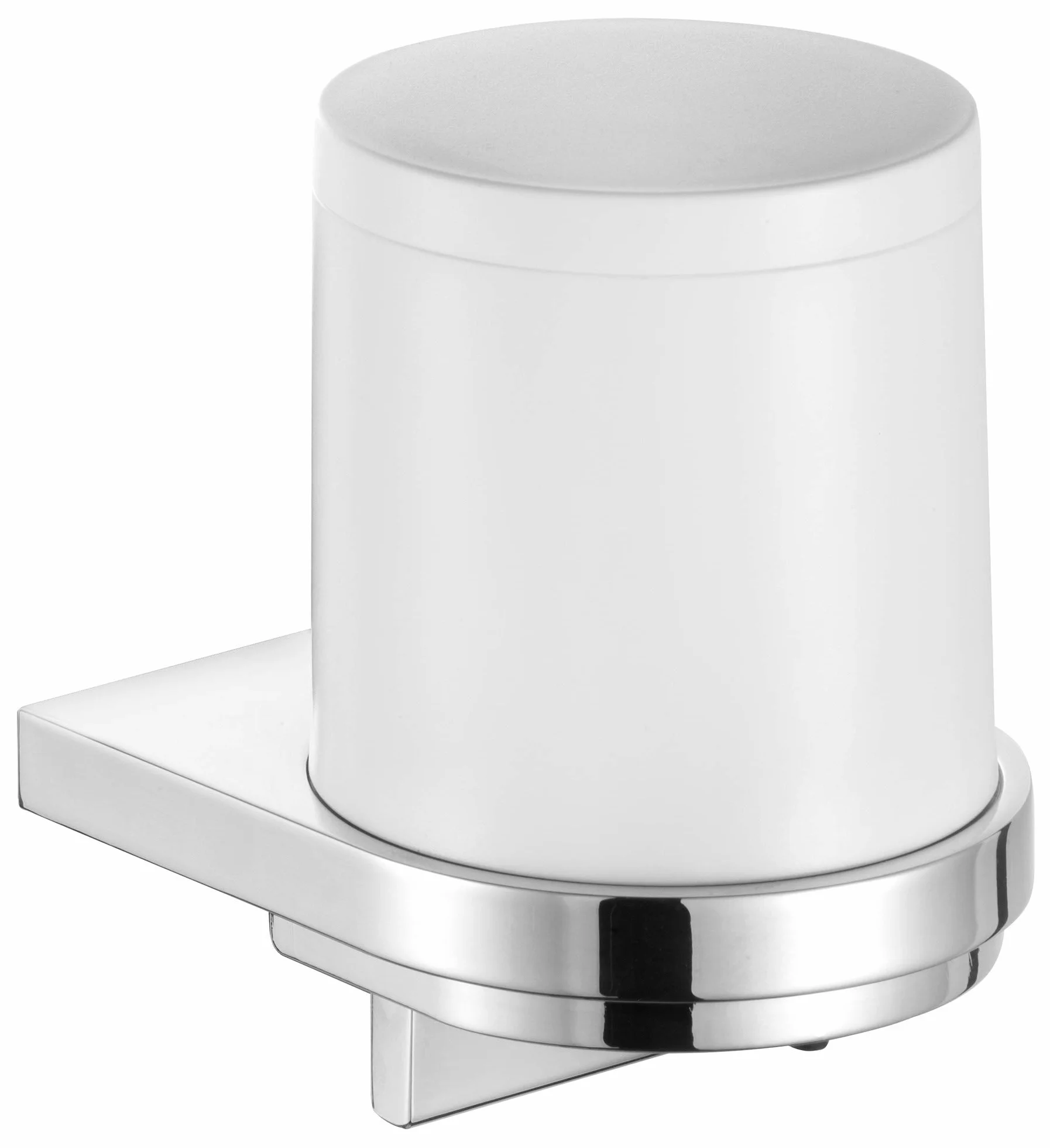 KEUCO Moll Dispensador de jabón con Recipiente de jabón de plástico, 180 ml, Metal Cromado, Made in Germany, rellenable, Incl. Tornillos y Tacos, dosificador de loción para taladrar