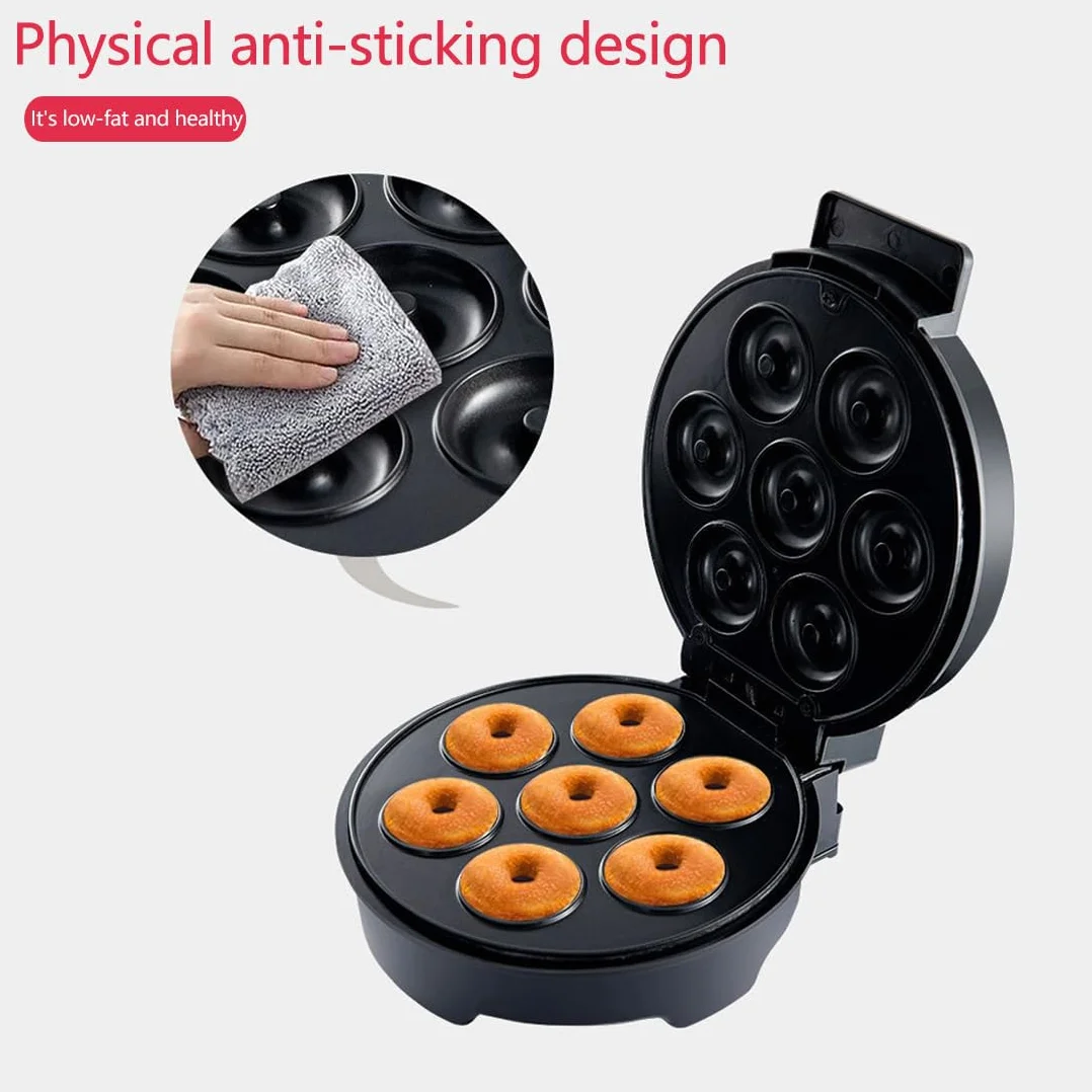 SOKANY SK-327 1000W Máquina para Rosquillas, Máquina para Rosquillas Para 7 donuts, Revestimiento Antiadherente, Fácil de limpiar, Horneado de doble cara