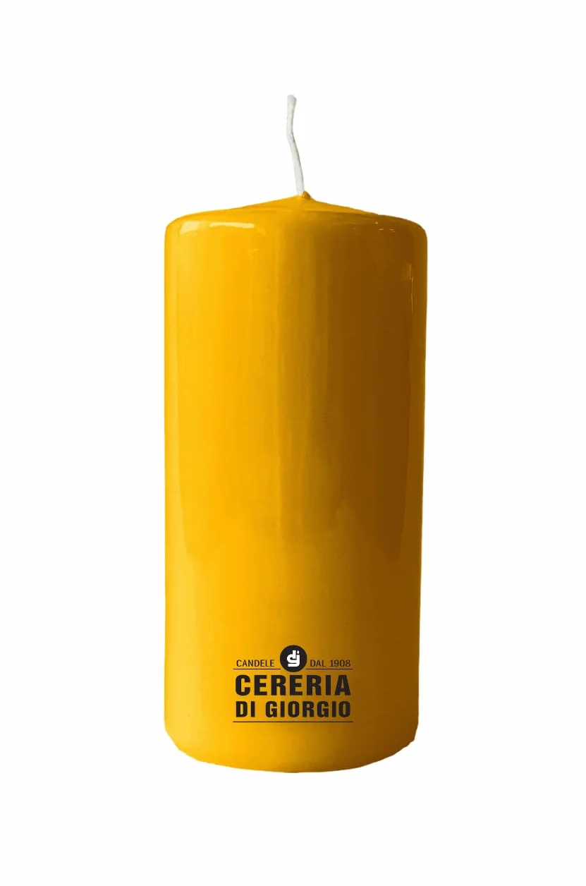 Vela diámetro 7 cm altura 15 cm Mostaza