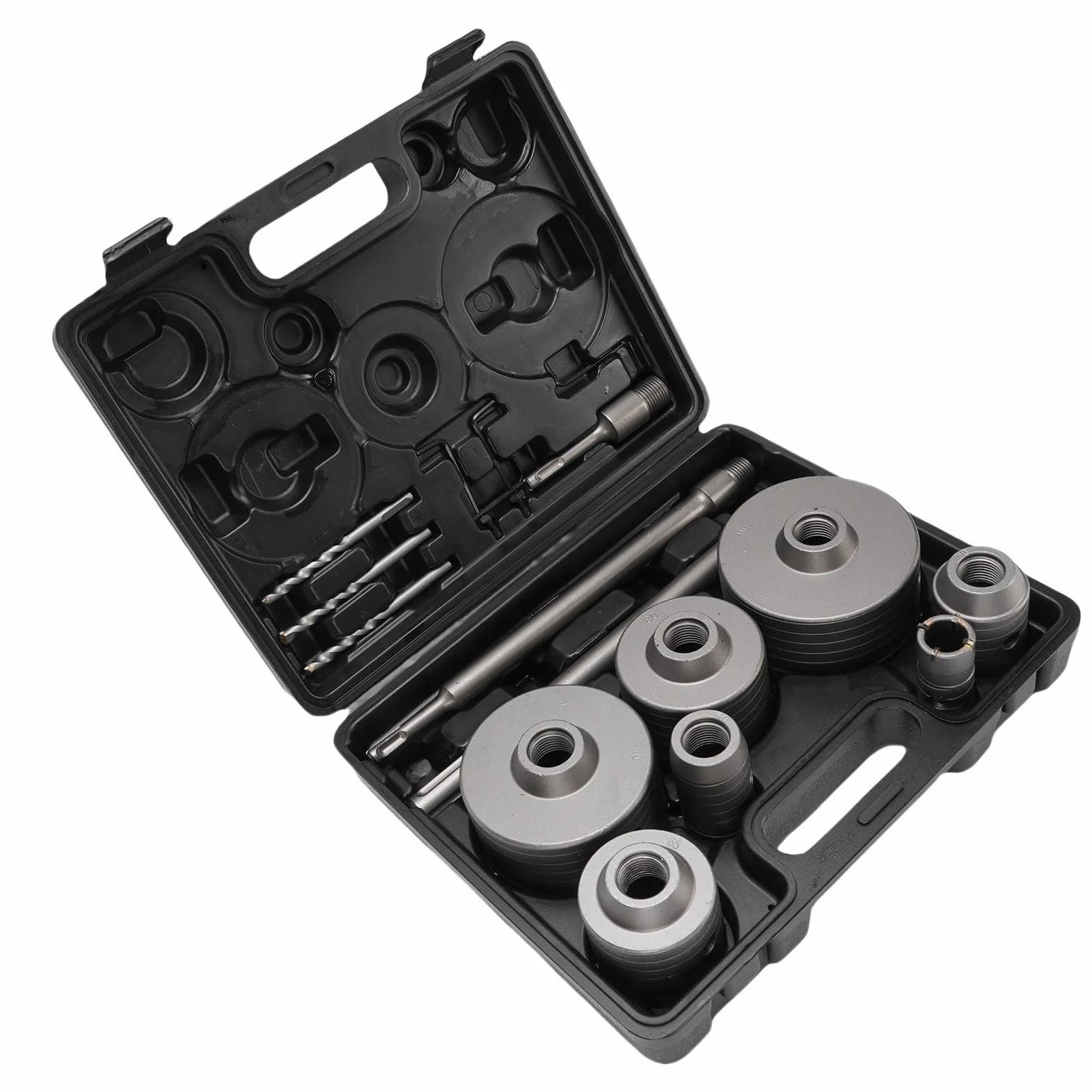 Eujgoov Kit de Sierra Perforadora para Hormigón, 7 Uds., Aleación de Carburo de Acero de Tungsteno de 30-110mm con Orificios de Ventilación para Perforación de Paredes de Ladrillos de