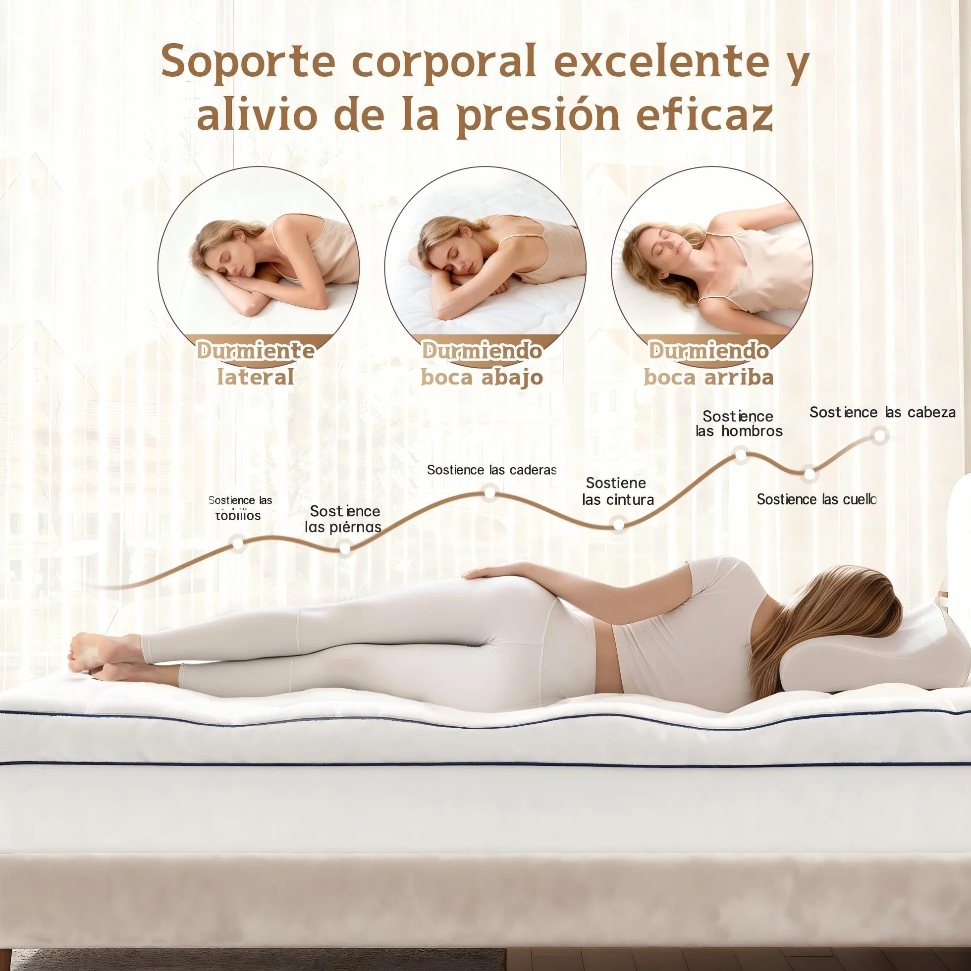 Topper para colchones de 90 x 190 x 8 cm, Protector de colchón Suave, sobrecolchón con Bolsillos, colchón Mate, para colchones Duros, Camas con somier, Cama de, Peso del Relleno 1000g