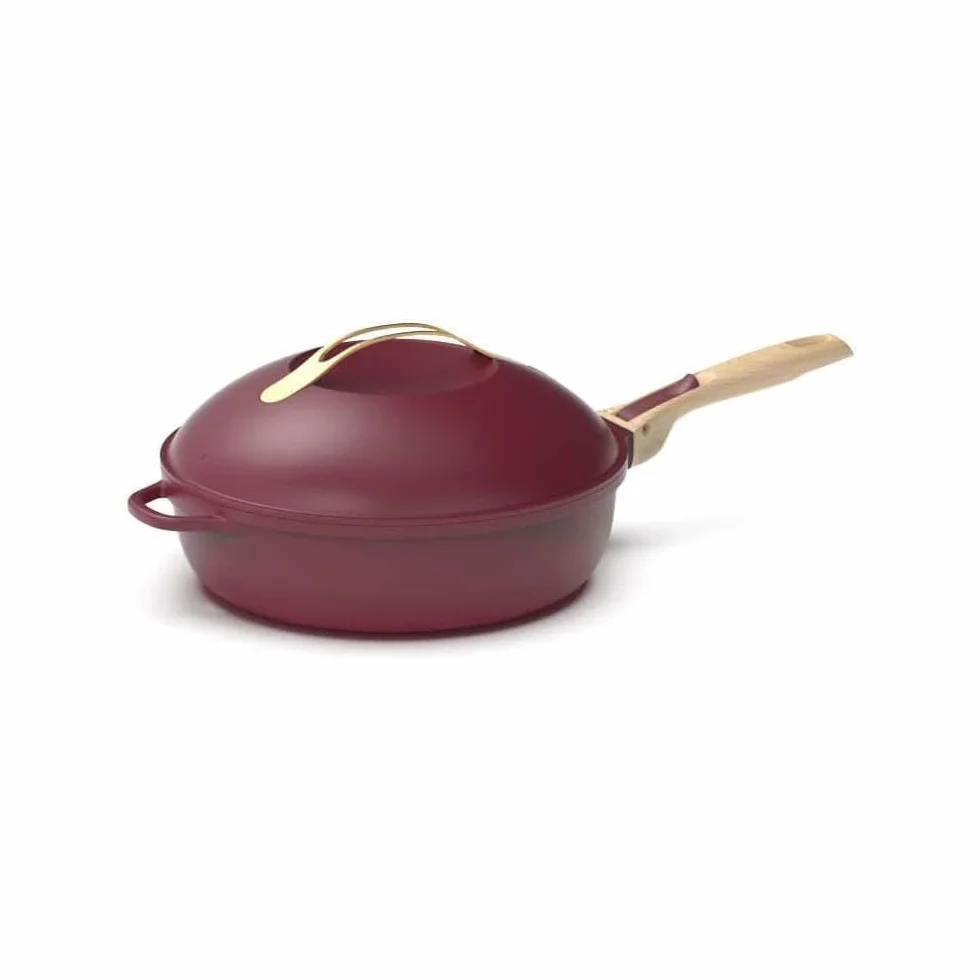 COOKUT - La Fabulosa - Sartén 8 en 1-24 cm - RUBIS - Antiadherente, Ecológica, Sin PFOA - Inducción y Horno