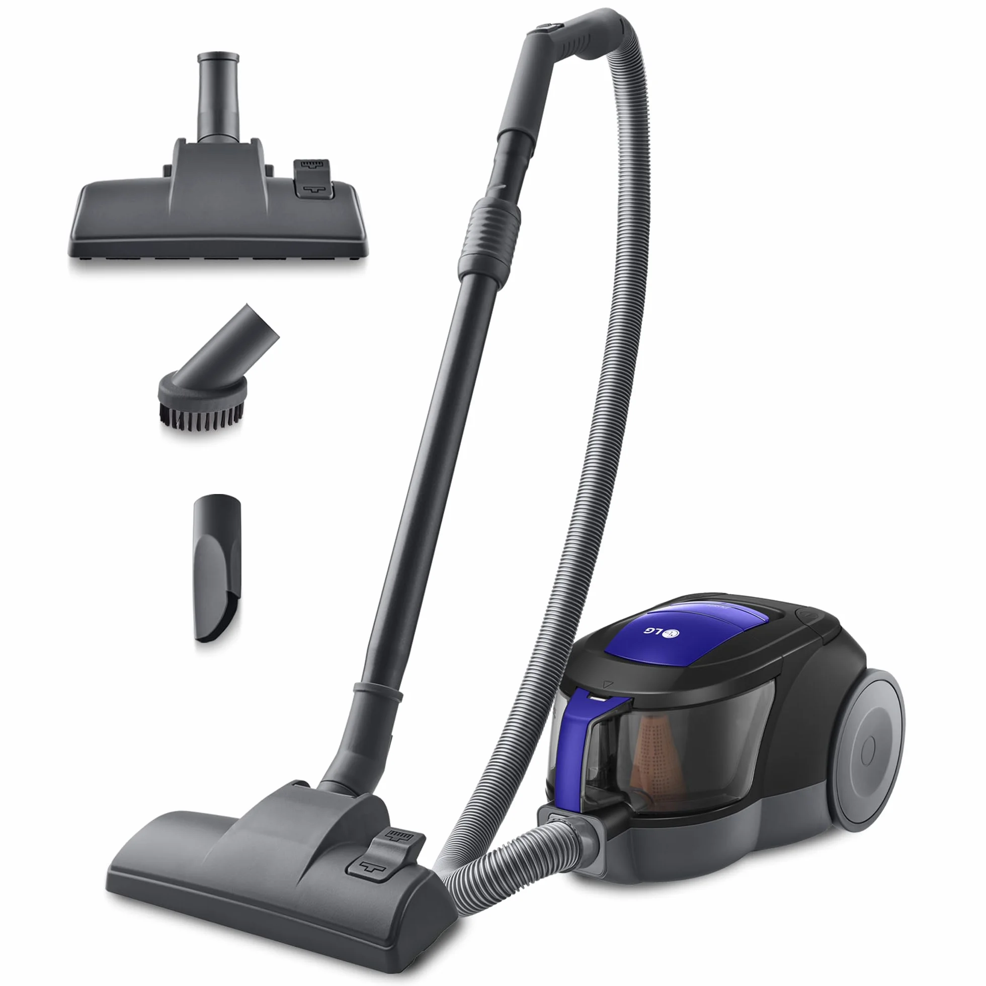 LG VC5506NHTB - Aspirador sin Bolsa 650W, Sistema Ciclónico Elipse, Aspiradora Tubo Telescópico, Regulación Potencia, Depósito 1,1L, Especial alfombras y Suelos Duros, Azul