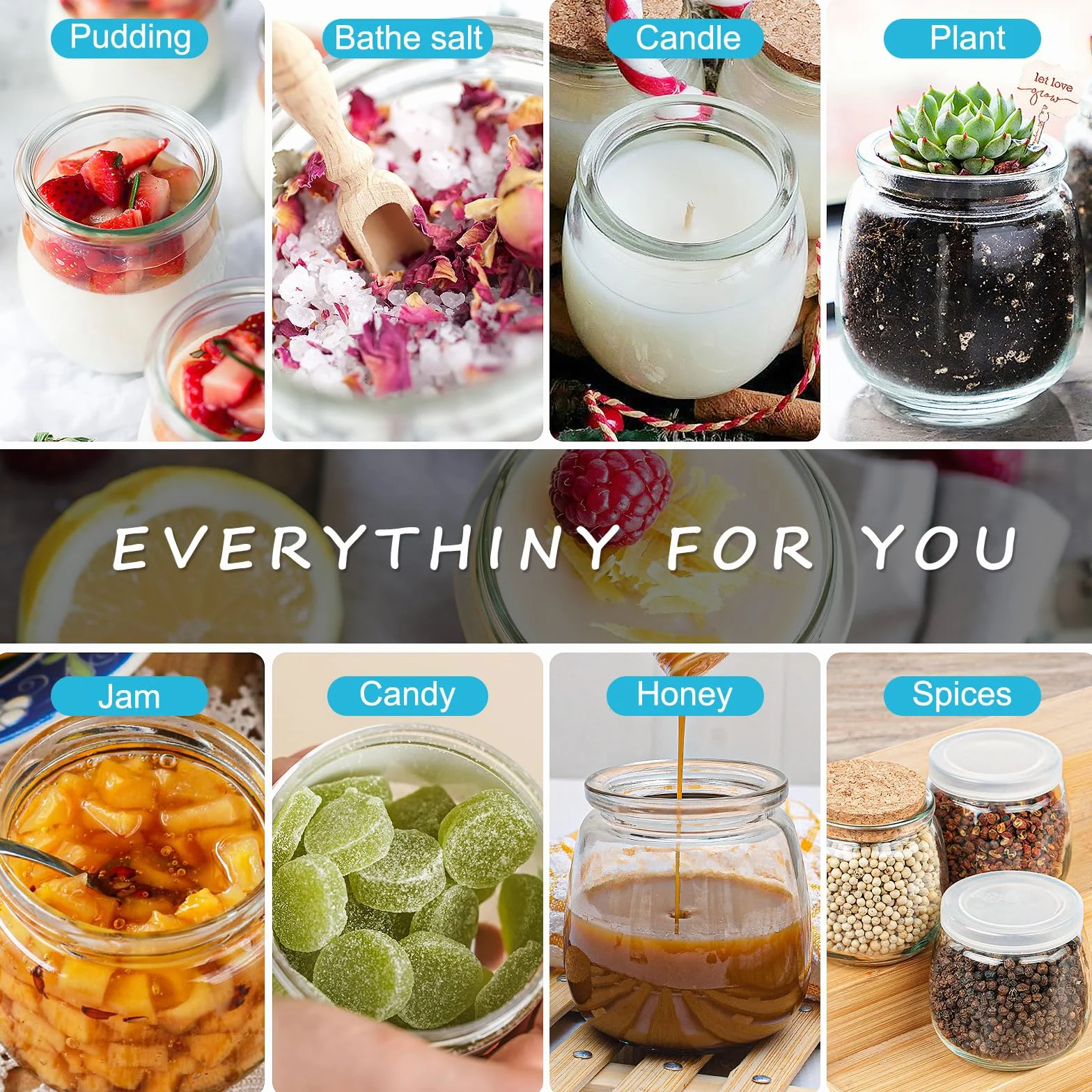 Absovetu Paquete de 40 tarros pequeños de cristal con tapa y etiquetas, 200 ml, para velas, mermeladas, avena, especias, bodas, Navidad, regalos de bricolaje