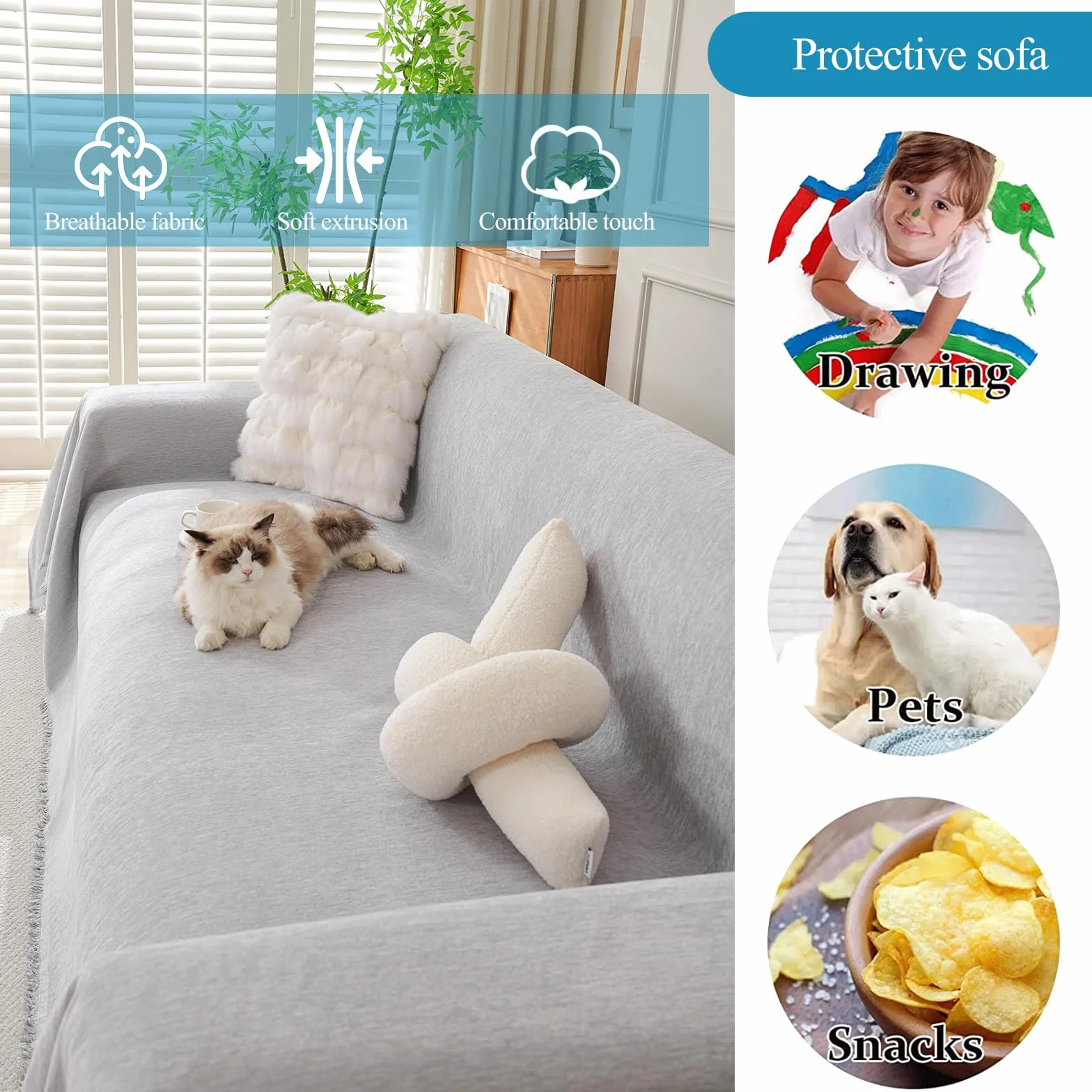 Súper Suave cómodo Manta Manta sofá Mantas Decorativas para sofás Dormitorio Sala de Estar Sencillo Diseño Multifuncional Super Grande Cálida Gruesa Alfombra de sofá 180 * 420cm Gris Claro