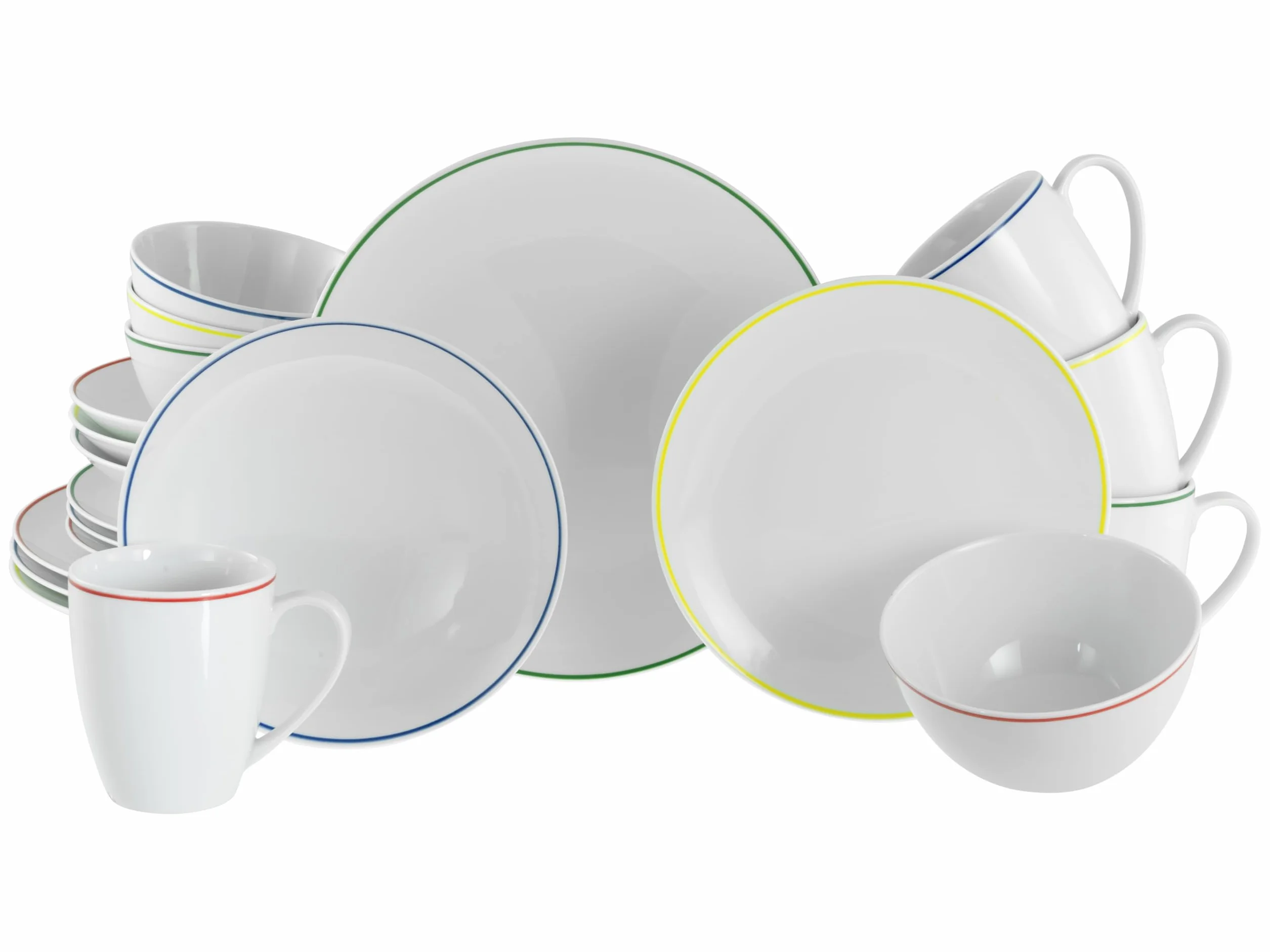 CreaTable, 24055 Luna Color Line - Vajilla de 20 piezas para 4 personas (porcelana, apta para lavavajillas y microondas, producción de calidad)