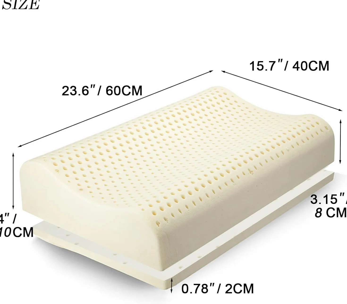 Talatex Almohada ergonómica de látex para aliviar el dolor de cuello y hombros, diseño Dunlop natural ajustable, soporte firme medio, funda transpirable y lavable, regalo perfecto para dormir