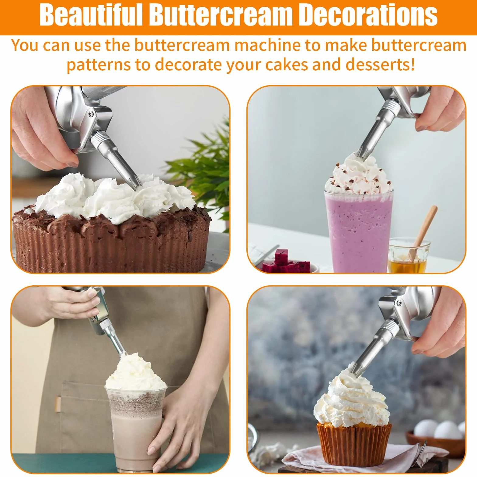 Sifón para Nata Montada Profesional 500ml, 3 Boquillas Acero Inoxidable y Cepillo de Limpieza, Cilindro Recargable para Repostería, Postres, Mousses