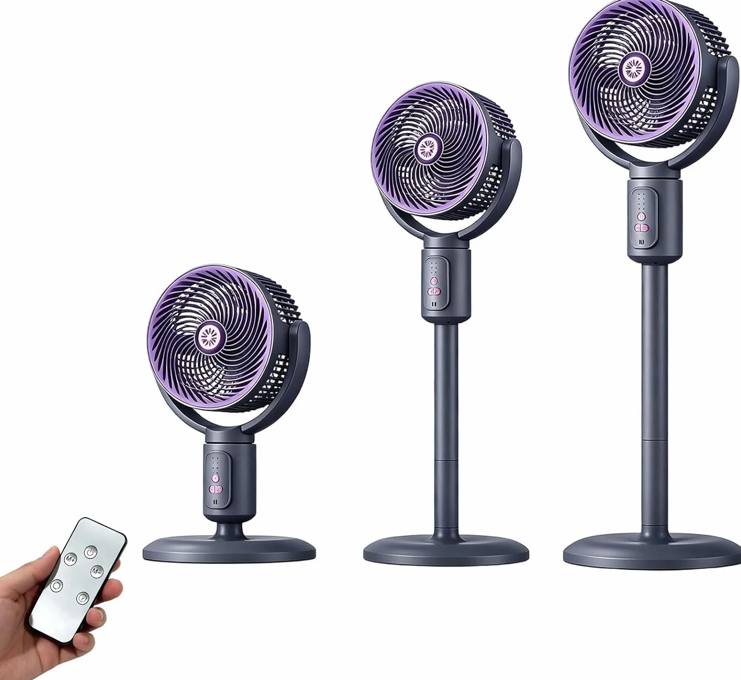 Ventilador de pie para dormitorio, 3 velocidades, USB, circulador de aire para toda la habitación con oscilación de 90° y altura ajustable, ventilador de pedestal silencioso para el hogar, oficina