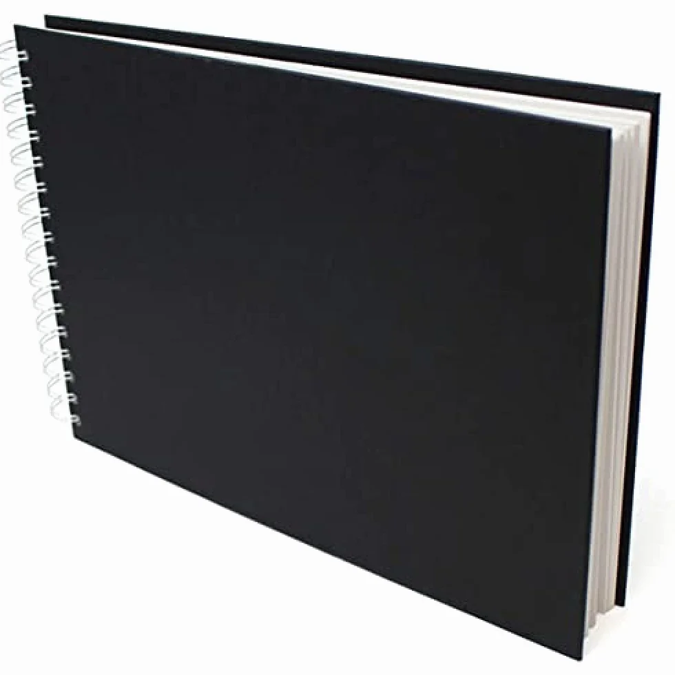 Artway Studio Cuaderno de dibujo A4 espiral apaisado 96 caras 170 gsm tapa dura negro