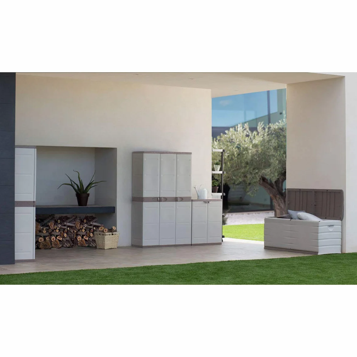 Plastiken Space Save Baúles, Plástico, Beige, 153x61x53 cm