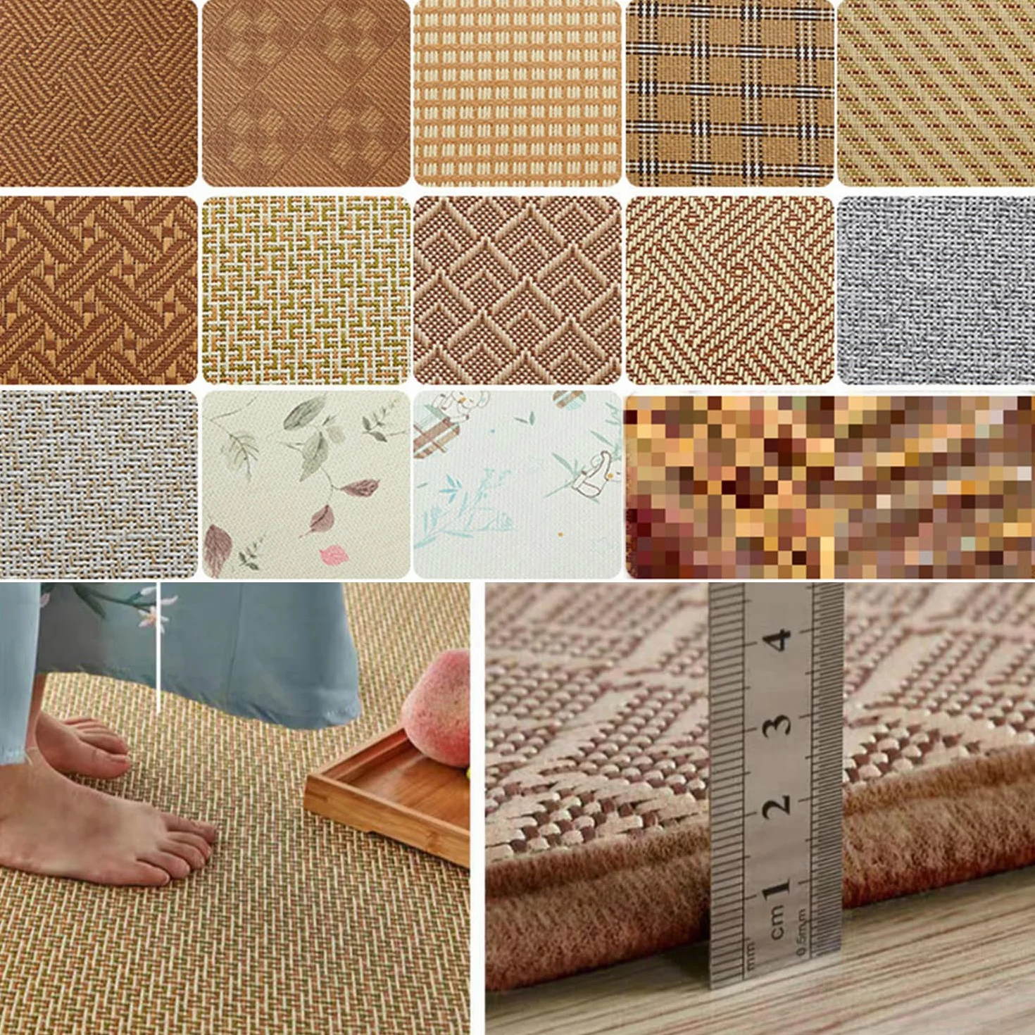 MIAOXIAO Tatami Japones Tradicional para Futon Japones Cama Estilo japones Colchón futón de Suelo japonés colchón de tatami de ratán,01,120x180cm(6 pieces)