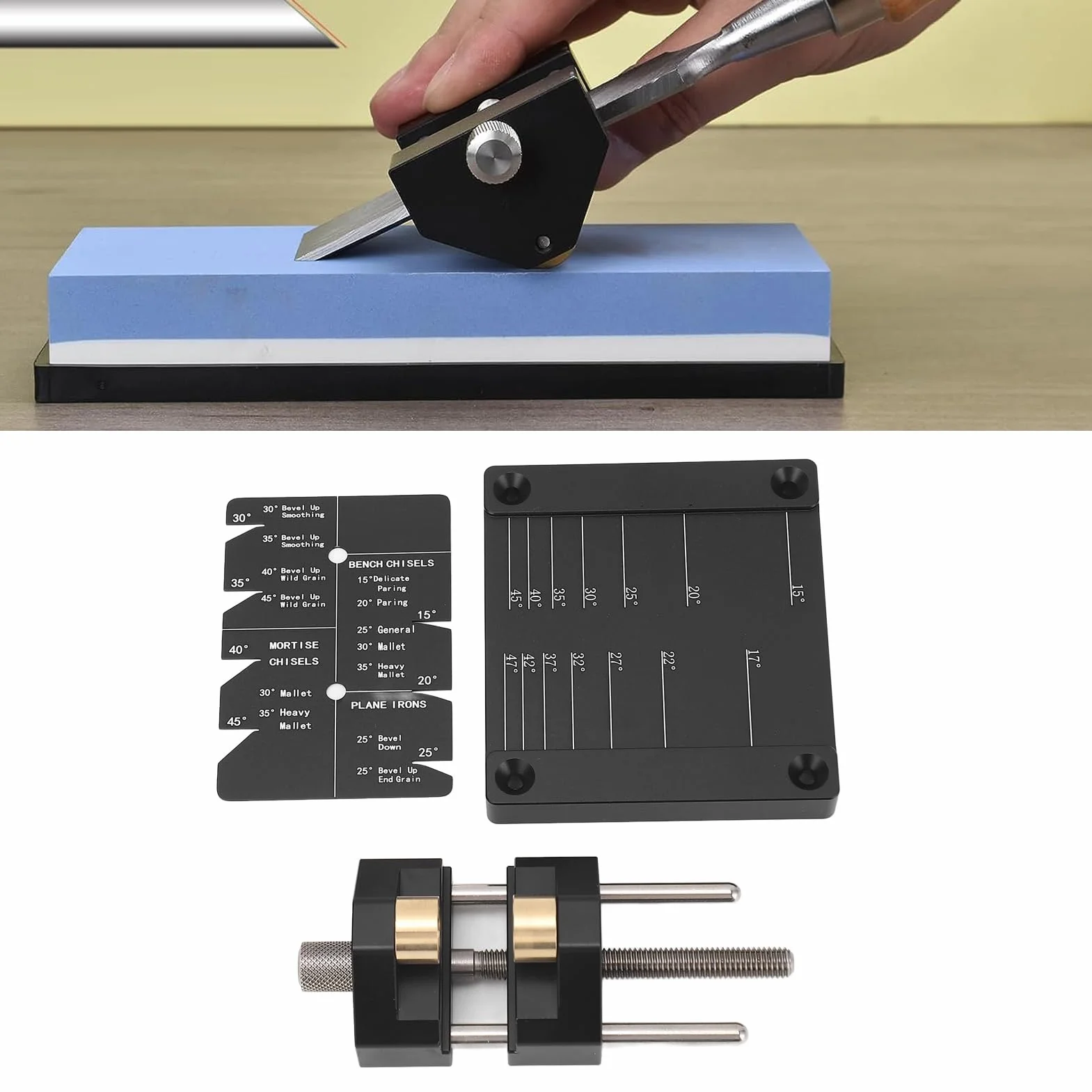 de Guía de Afilado para el Trabajo de Madera, Kit de Plantilla de Afilado de Tijeras de Aleación de aluminio, Afilador de Tijeras de Madera Ajustable, Tijeras de Pinza 5/32