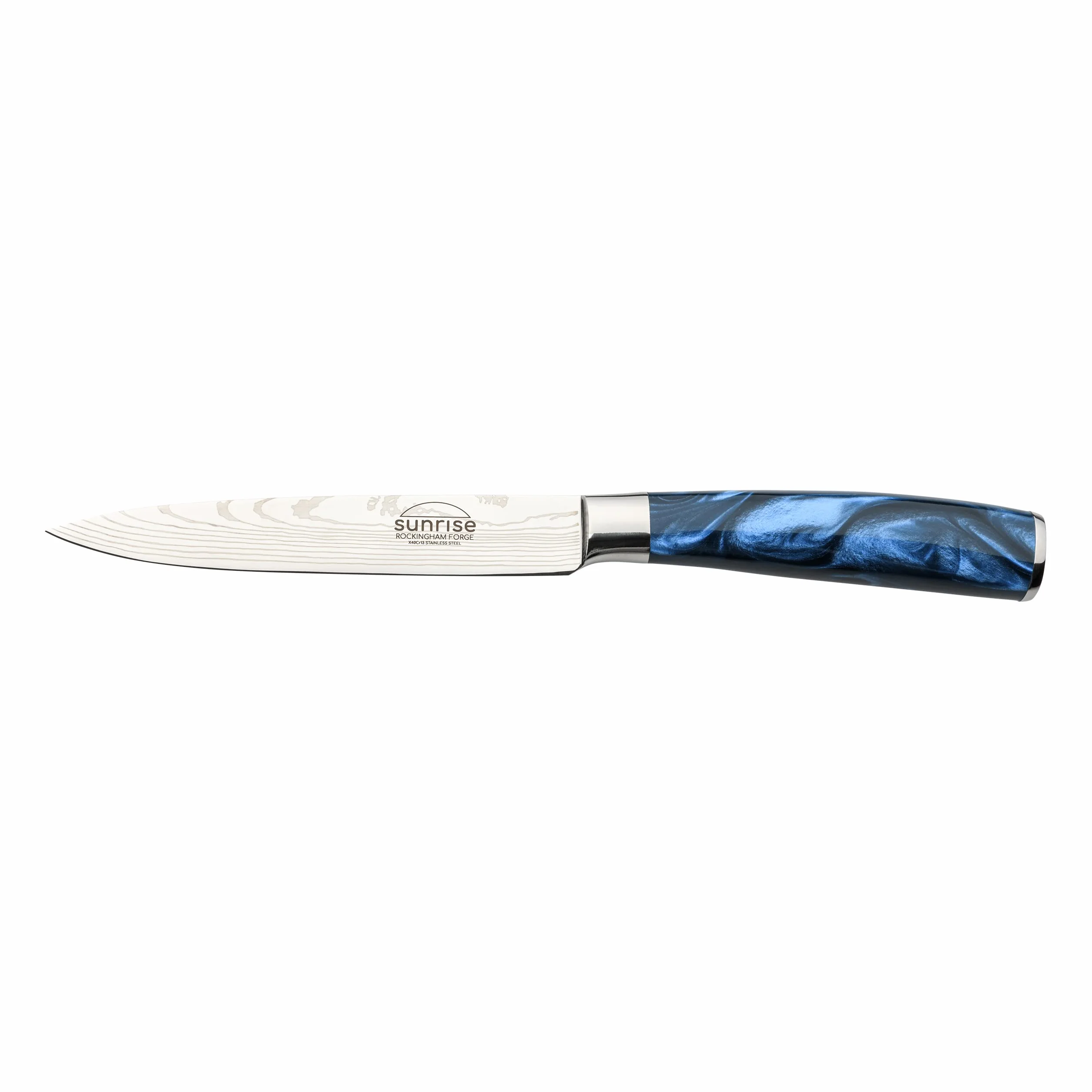 Rockingham Forge Cuchillo Utilitario, Serie Sunrise, 5 Pulgadas, Hoja de Acero Inoxidable con Mangos de Resina, Azul Zafiro, Cuchillo Multiuso, RF-2102BL