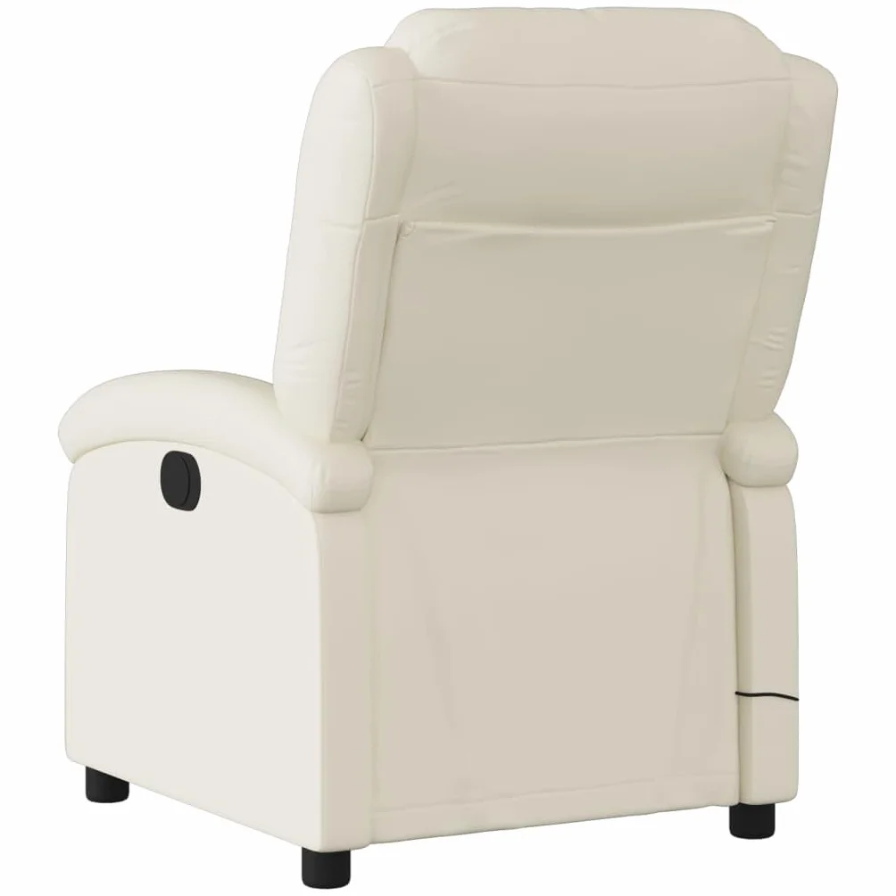 IKAYAA Sillón Masaje Reclinable Sillón Masaje Eléctrico Sillon Relax Reclinable Sillon Reclinable Manual Sillón Relax de Cuero Sintético, con Prácticos Bolsillo, Crema
