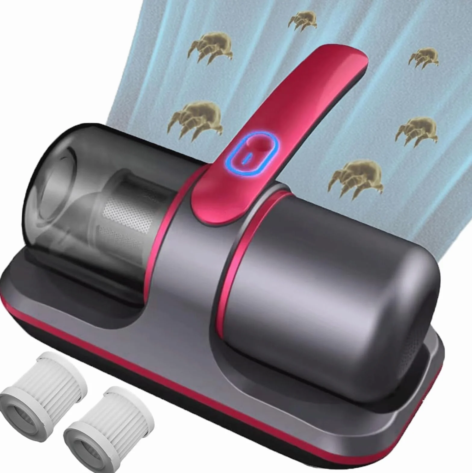 Aspiradora de cama de mano de alta frecuencia para eliminación de ácaros, instrumento inalámbrico de limpieza profunda para colchones, sofás y alfombras