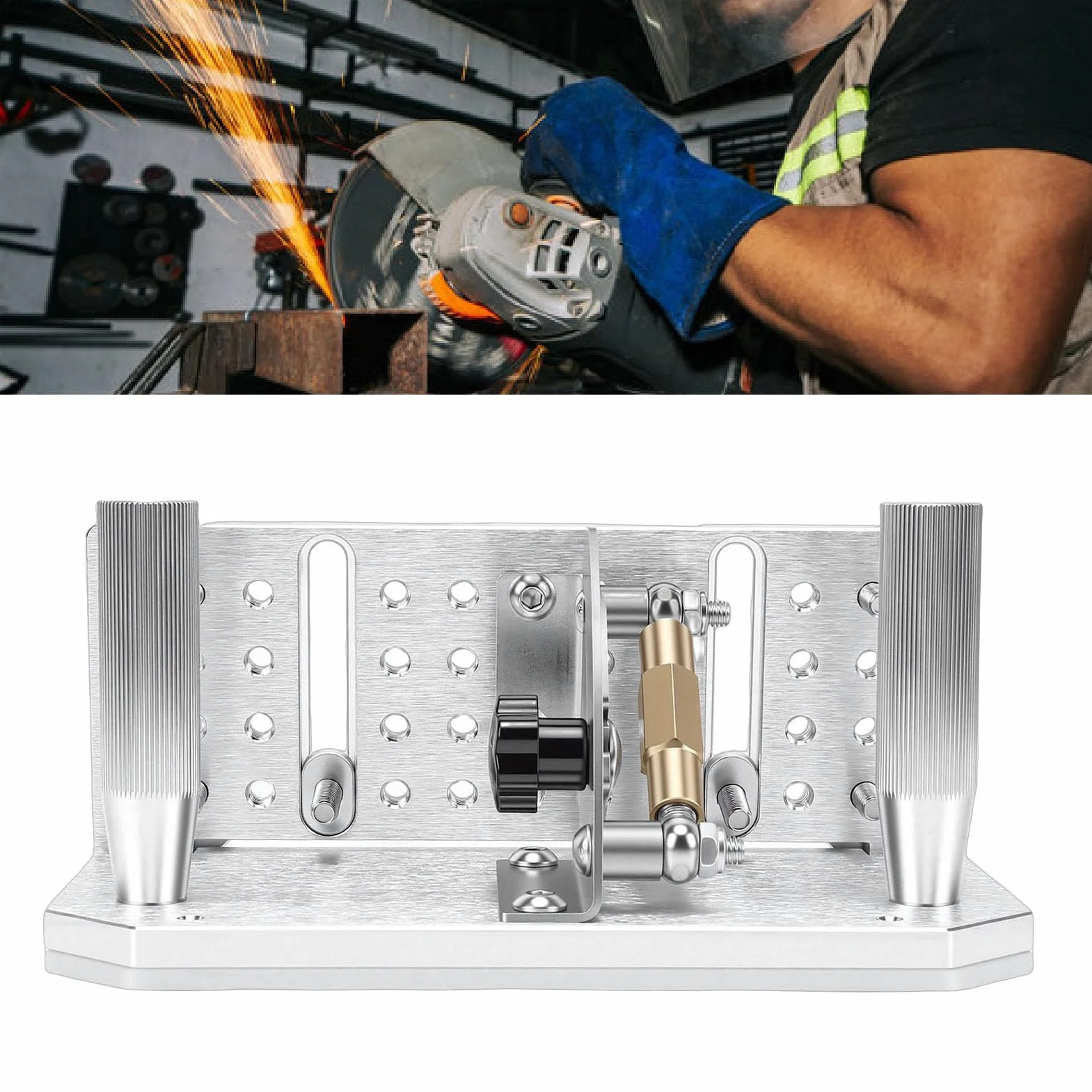 Generic Amoladora de Correa Afilador Jig Máquina Lijadora de ángulo Ajustable para Afilar Cuchillas Aleación de Aluminio ABS con Placas de Prensa Dobles para Entusiastas de la Carpintería