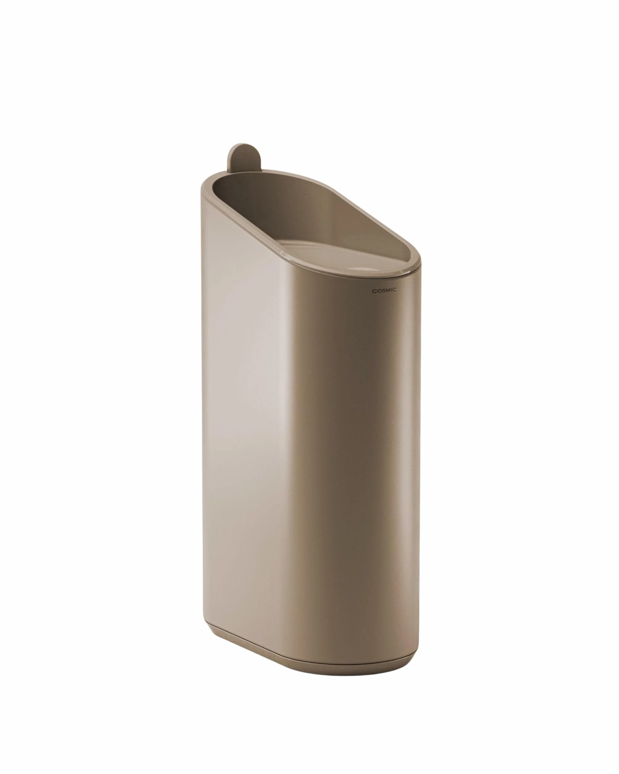 COSMIC Papelera Baño Cocina Compacta 2,5L Apertura Pulsador Diseño Ovalado Sand
