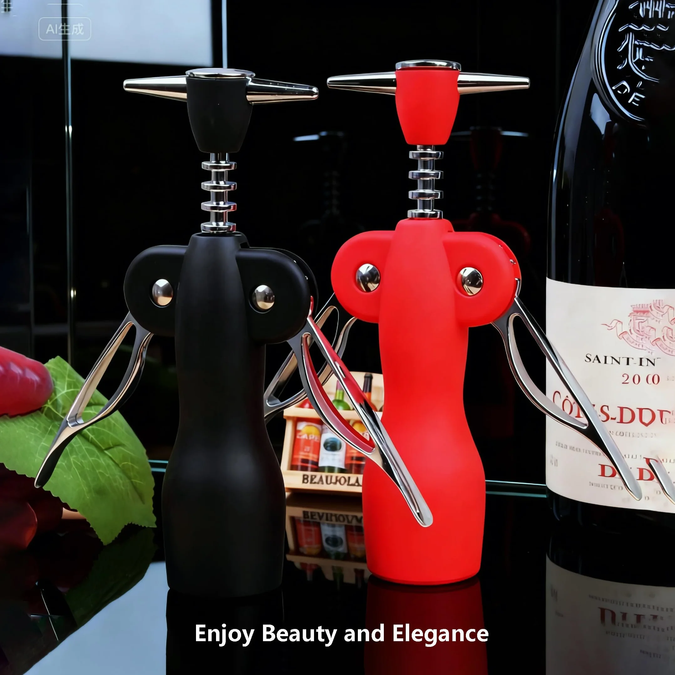 Juego de sacacorchos de doble ala, tapón de botella y aireador, Red Beauty