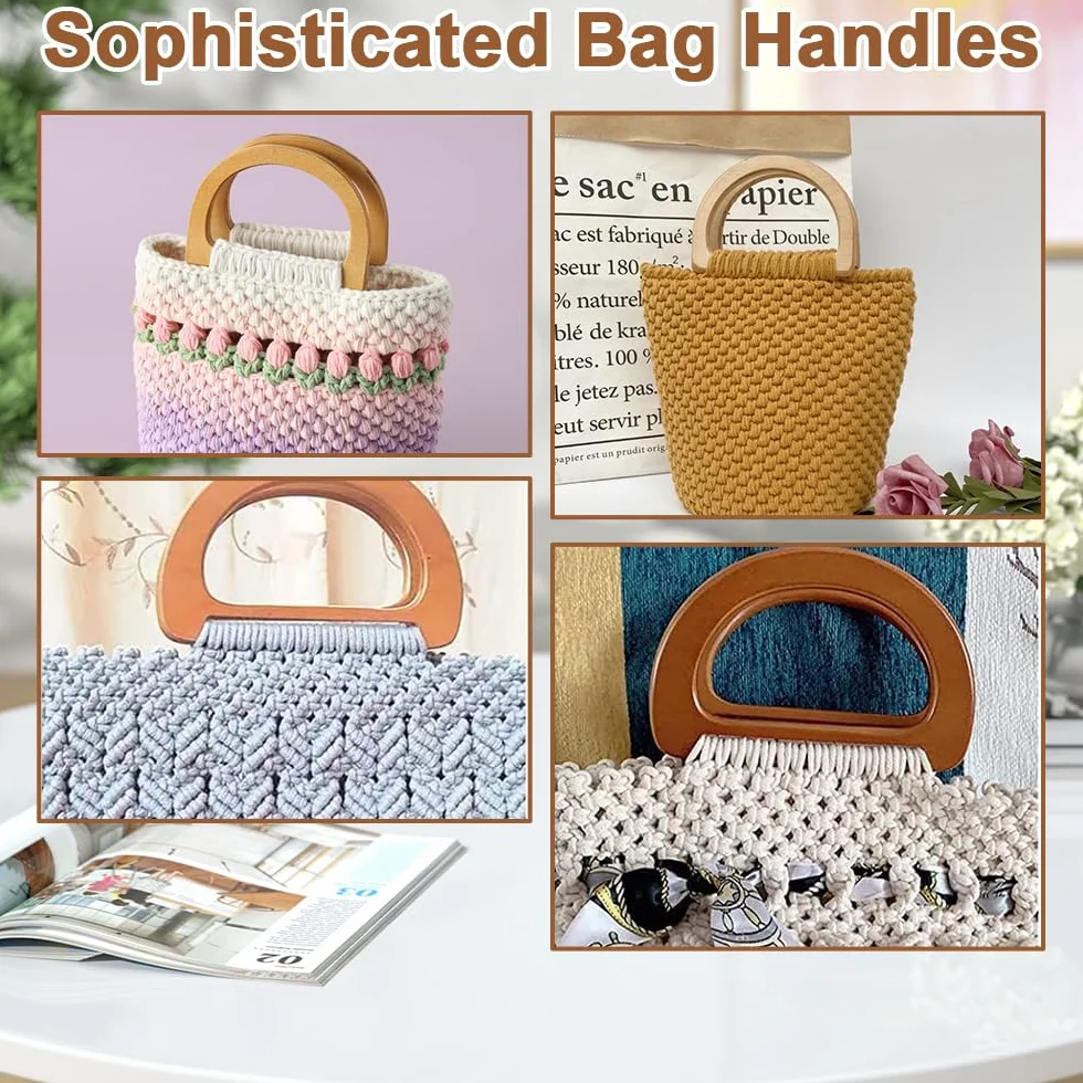 Asas para Bolsos de Madera en Forma de D, 4 Piezas