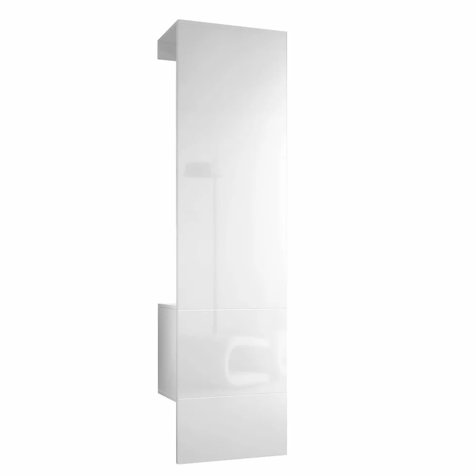 Vladon Mueble recibidor Carlton Set 5, Mueble de Entrada Compuesto por 1 Perchero con Puerta integrada y 1 Barra, Blanco Mate/Blanco de Alto Brillo (52 x 193 x 35 cm)