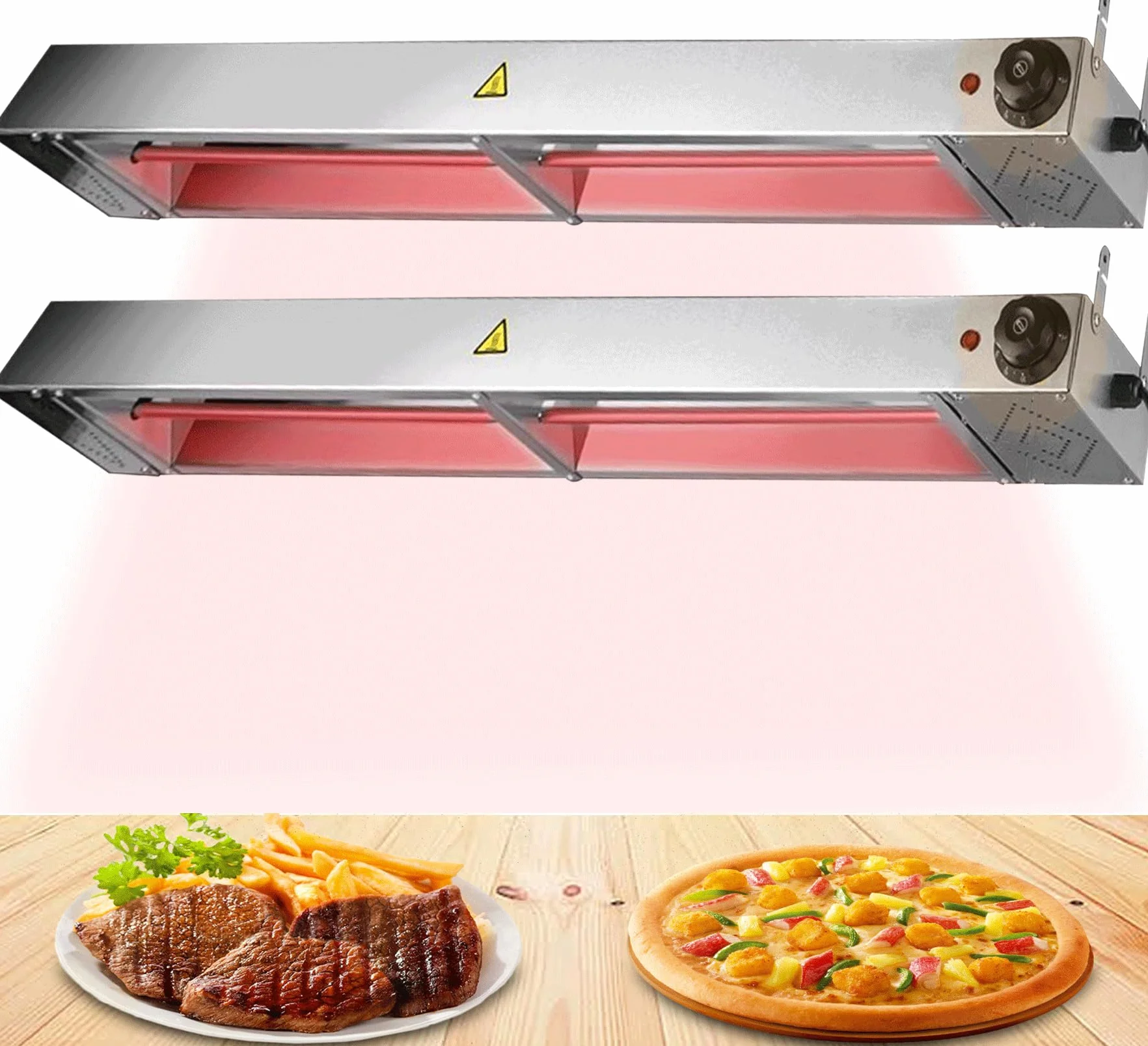 2pc Lámpara de Calor de Alimentos Comercial, Calentadores de Buffet Acero Inoxidable, Calentador Alimentos para Buffets y Hoteles - Garantizar el Sabor de los Platos(Size:60cm)