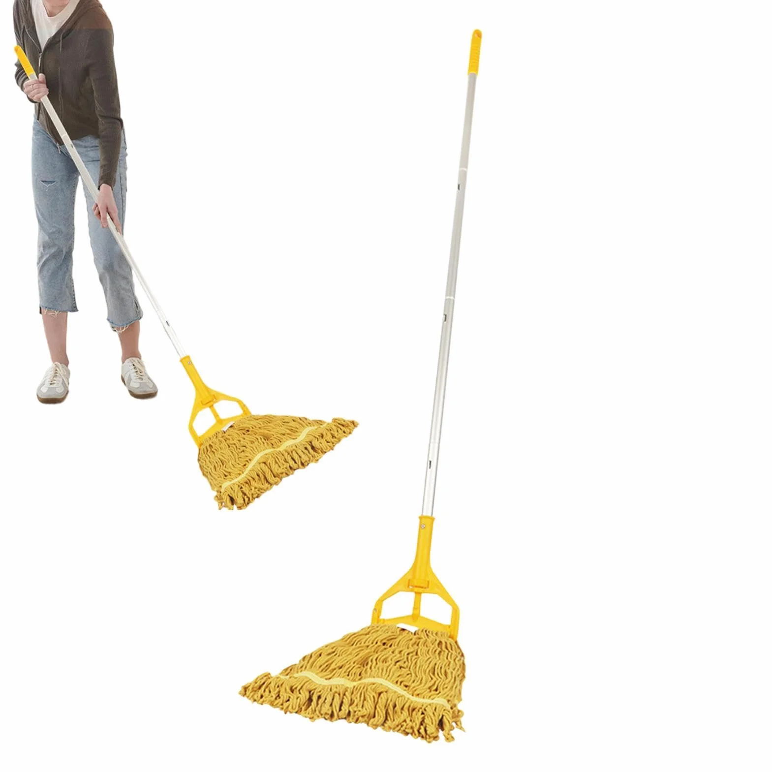 Fregona de Algodón Limpiador Mango Aleación Aluminio Desmontable Cuatro | Mopas Para Limpieza De Suelos para polvo madera parquet hogar baño cocina salón dormitorio y