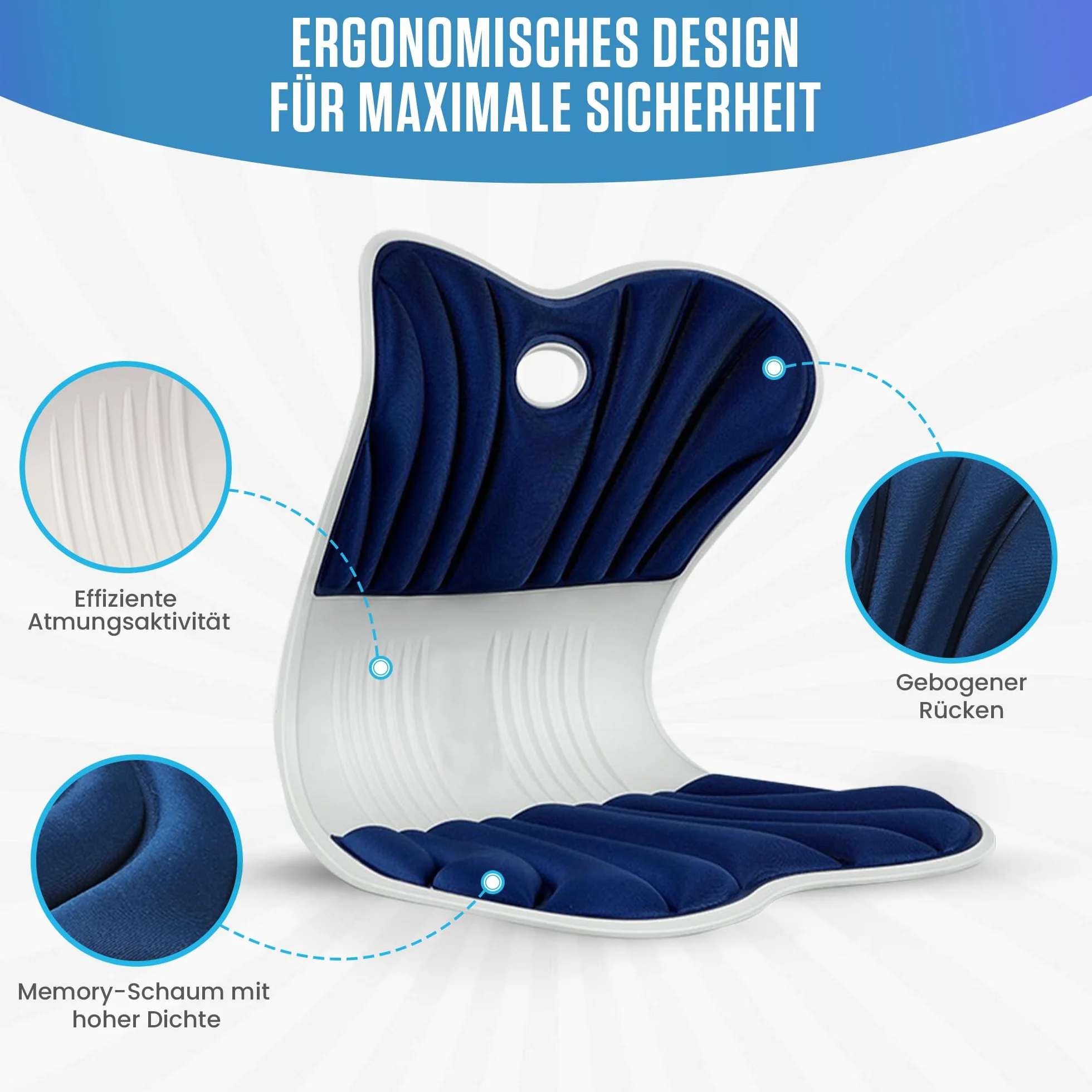 Soporte lumbar ortopédico – Cojín protector de espuma viscoelástica para asiento y respaldo para corrección de postura, dolor de espalda y estabilización pélvica, oficina, sillas de juego y