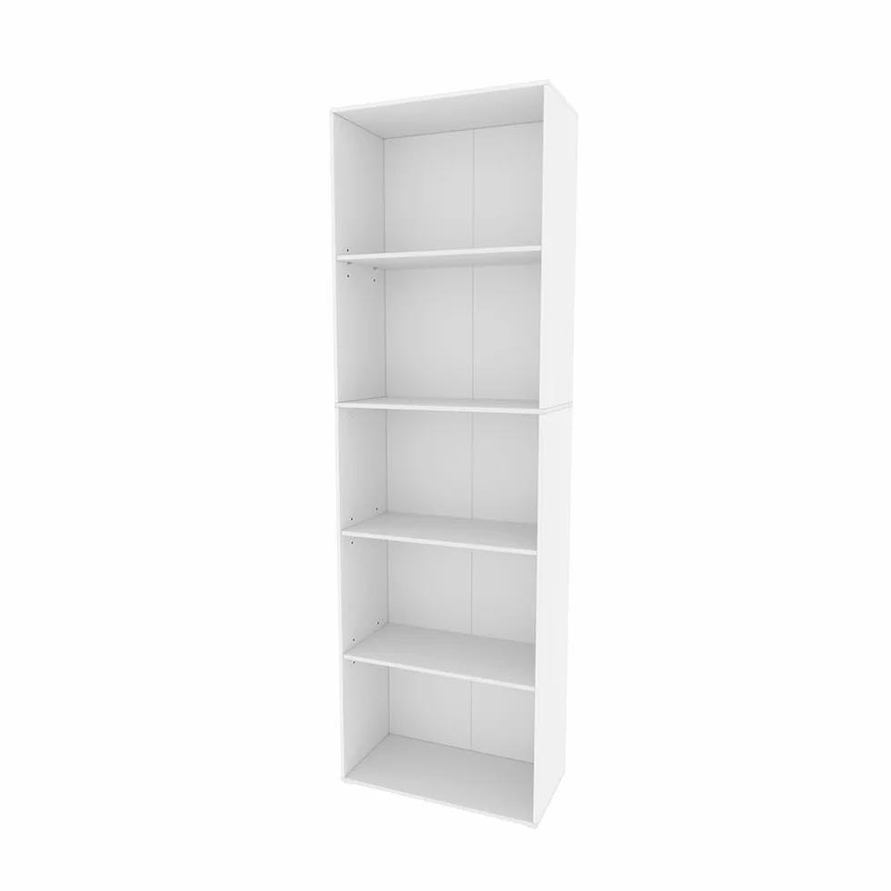 Vicco Librería Bob, Blanco, 60 x 190 cm | con 5 compartimentos, para almacenar y presentar libros y carpetas
