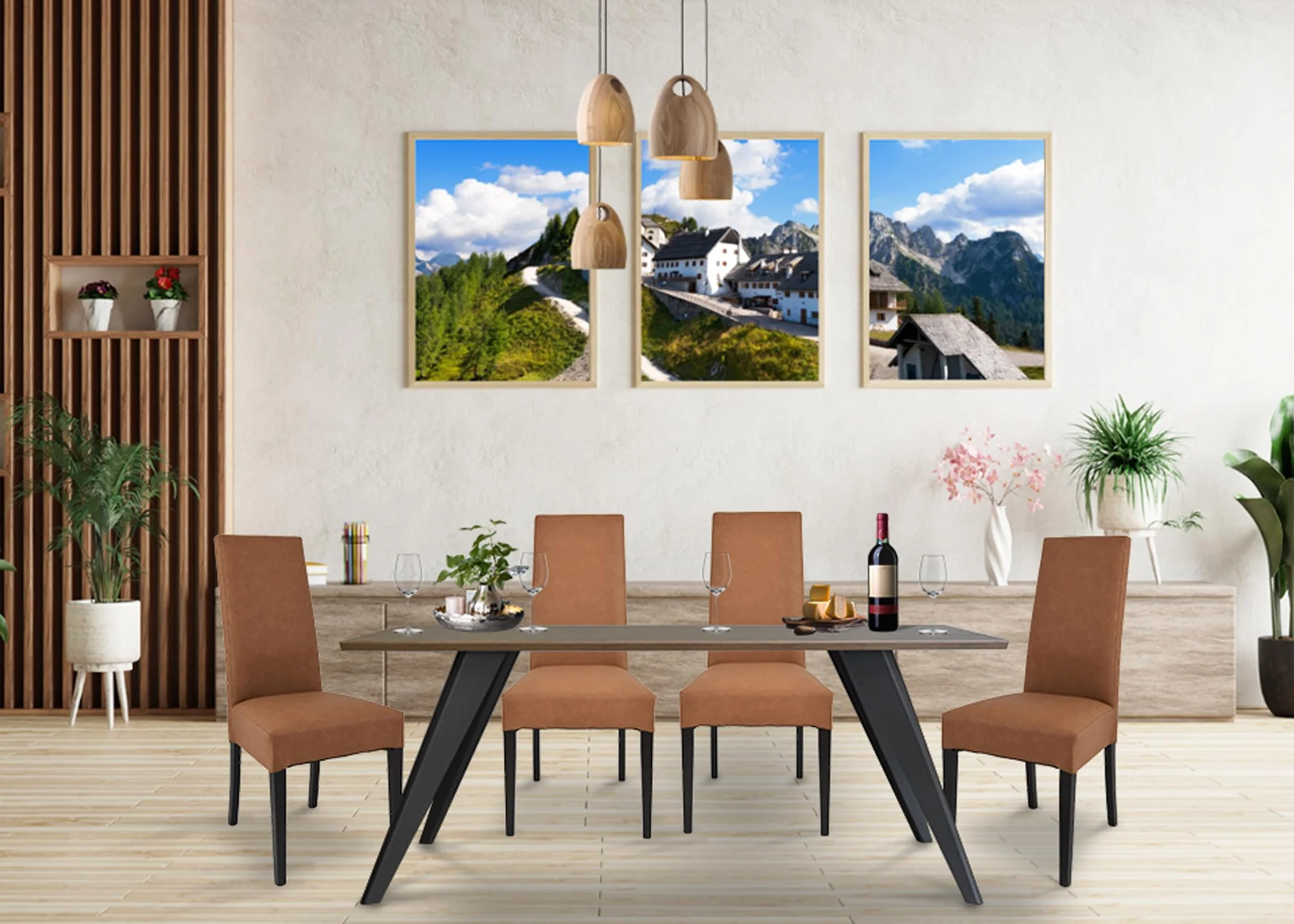 t m c s Tommychairs - Set 4 sillas Luisa para Cocina, Comedor, Bar y Restaurante, solida Estructura en Madera de Haya Color wengué y Asiento tapizado en Polipiel Color Cuero
