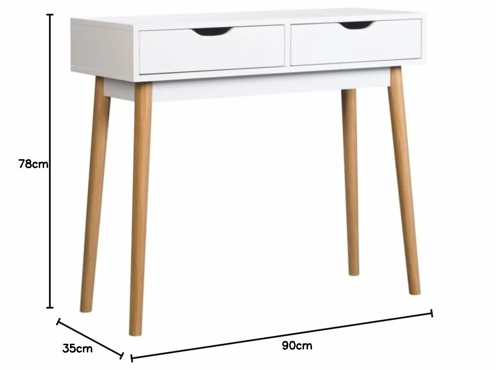 Mobelcenter, Mueble Recibidor Fiano Estilo nórdico, Mueble Entrada con 2 cajones, Acabado Blanco, Medidas: Ancho: 90 cm x Alto: 78 cm x Fondo: 35 cm (1469)