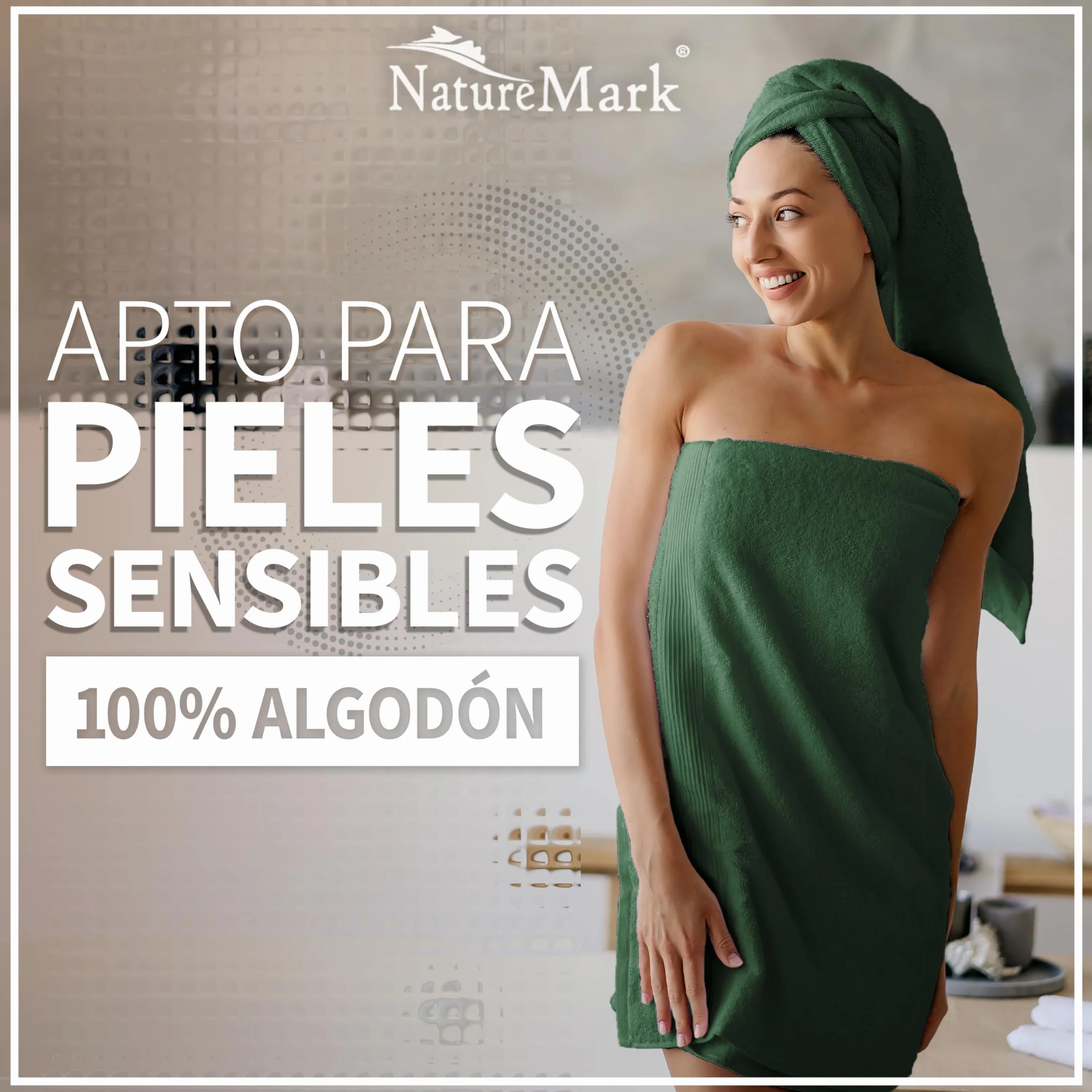 NatureMark Toallas de baño 70 x 140 cm Paquete doble Verde Oscuro