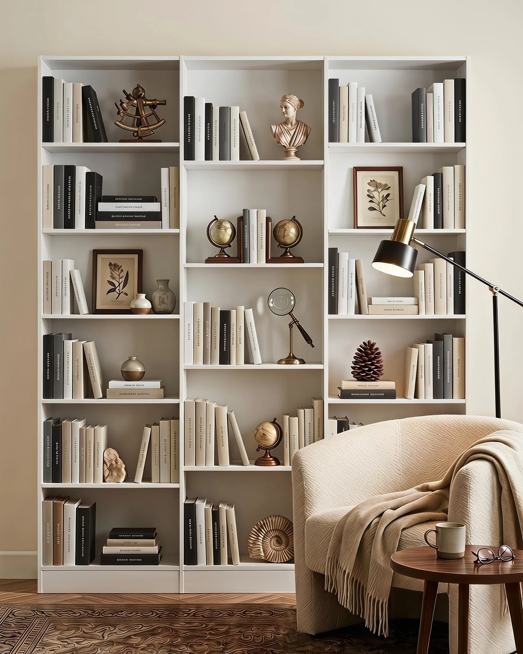 hitsuki Estantería Libros Blanca con 17 Compartimentos Librero Alto Estante para Libros Estantería Modular Mueble Organizador para Salón