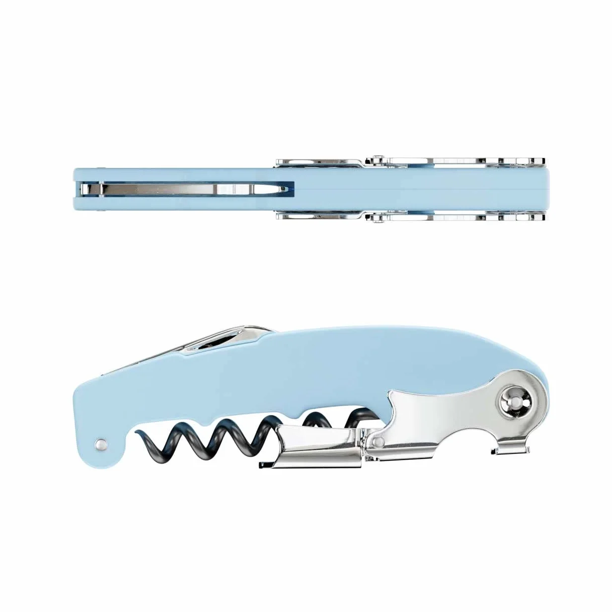 Sacacorchos Profesional Dos Tiempos Koala Retro Acero Inoxidable Espiral Antiadherente Azul