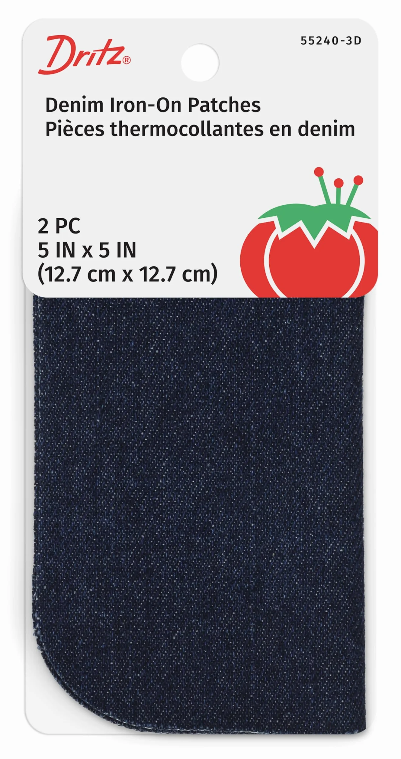 Dritz 55240-3D parches, planchado, tela vaquera, 12,7 x 12,7 cm, azul oscuro, 2 unidades