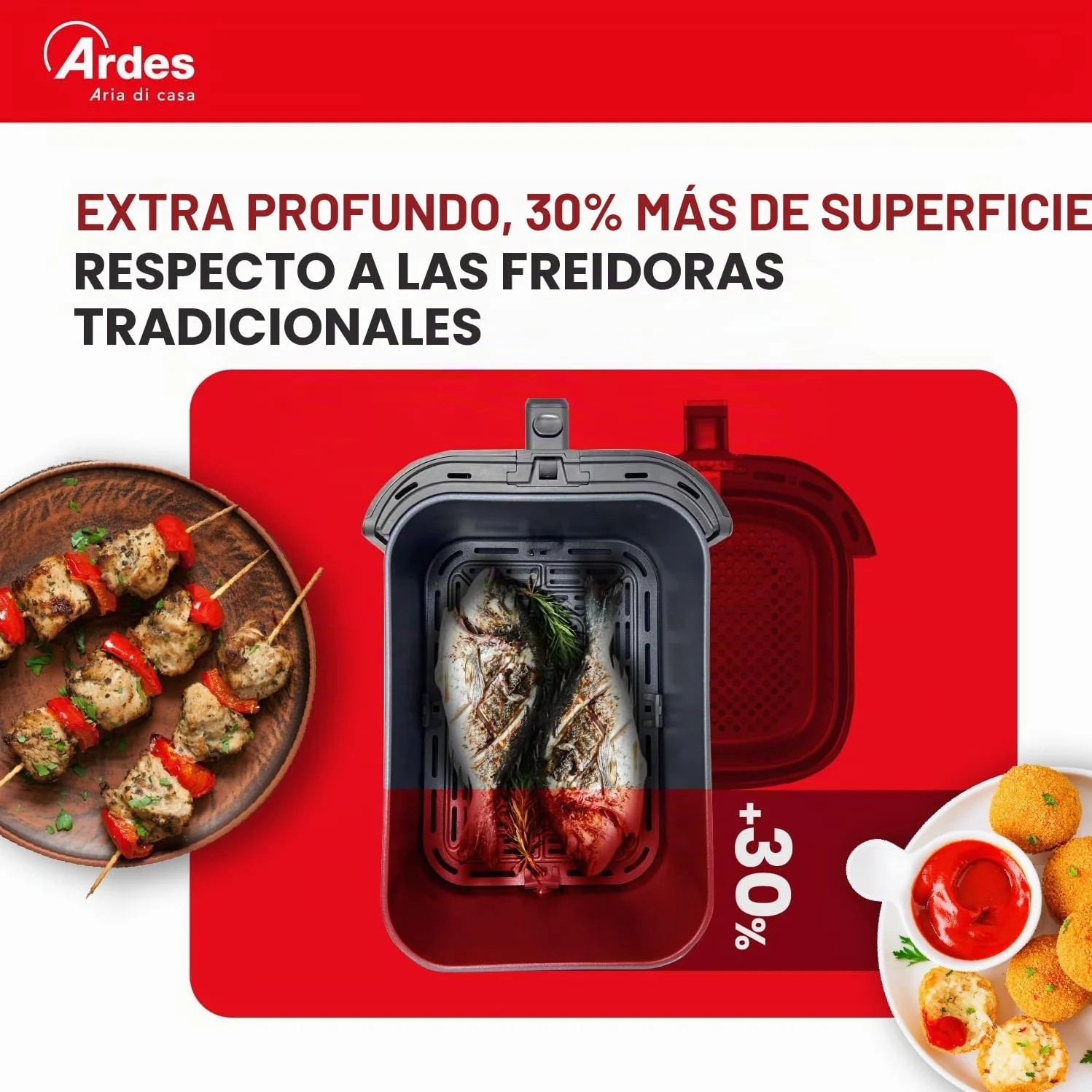 Ardes FRIGGISANA INFINITY 5L Freidora de Aire Slim XL 5L con Pantalla Digital Táctil, Temporizador 60’, 5 Programas y Cavidad Súper Profunda Antiadherente