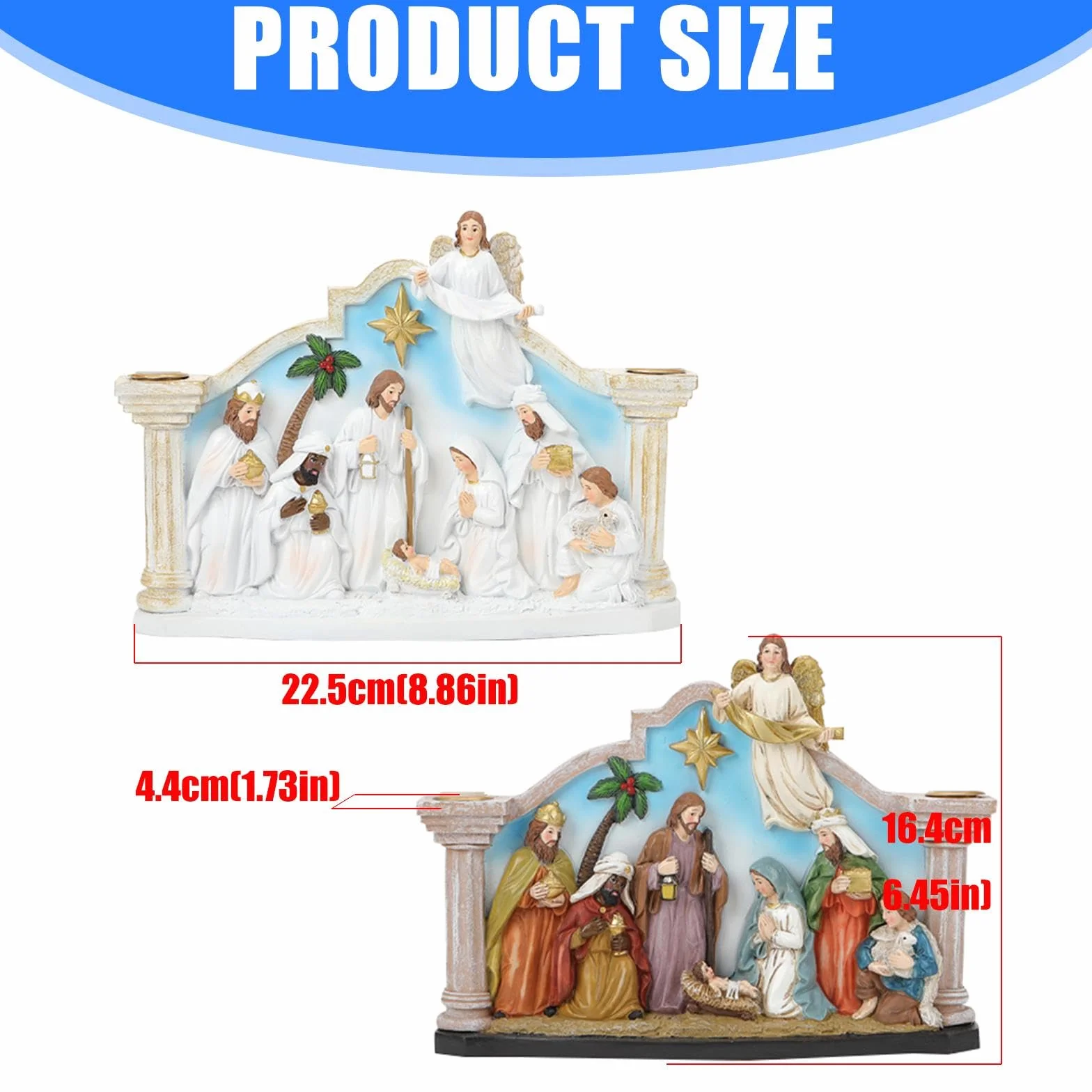 Santa Familia de resina Belén de Navidad, soporte para velas, soporte para velas de Adviento, figuras para el belén