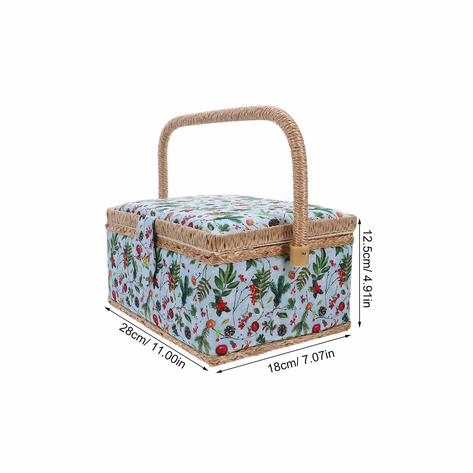 Cesta de costura con diseño clásico de tela, organizador grande de suministros de costura y estuche de almacenamiento, caja de bordado portátil para principiantes