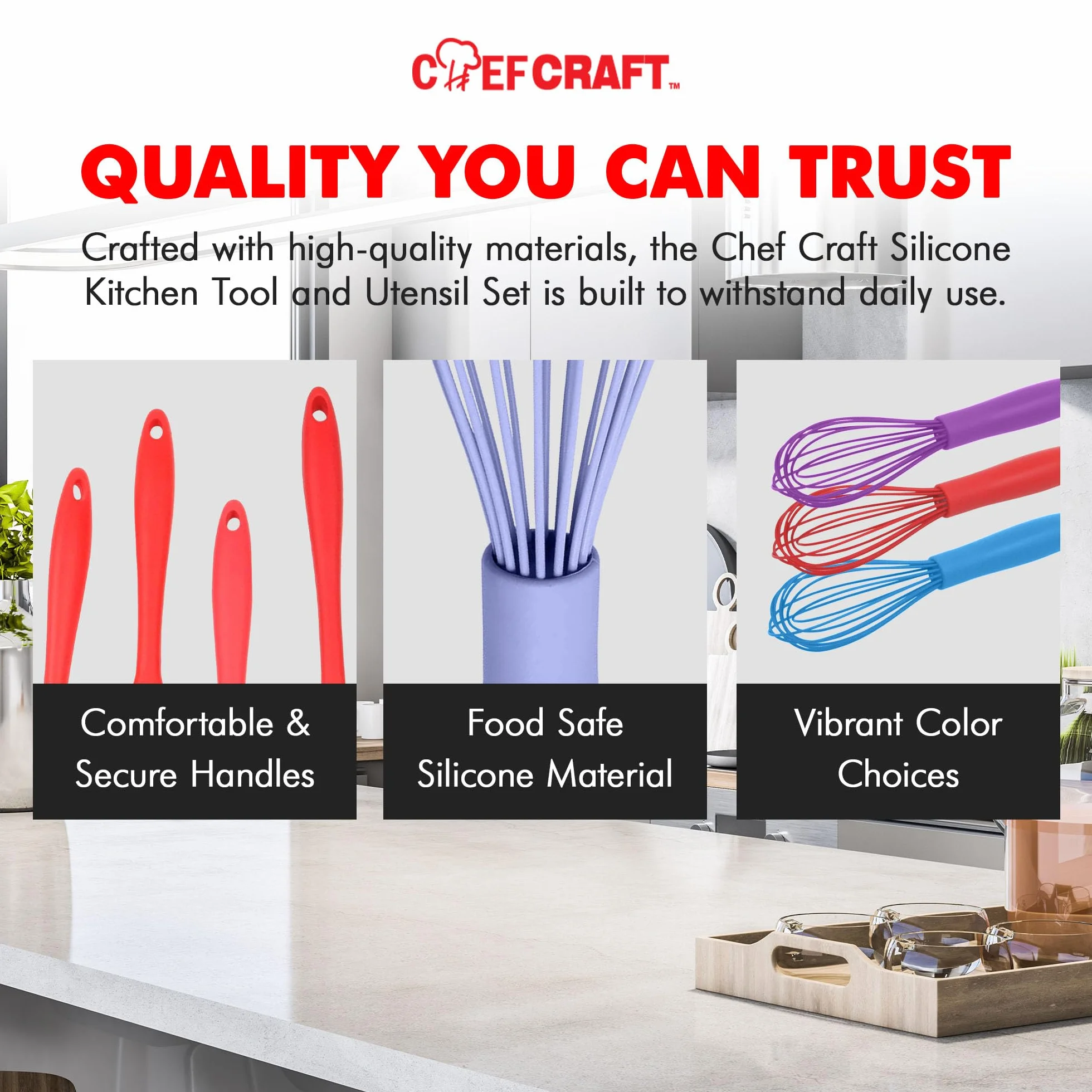 Chef Craft Batidor de cocina de alambre de silicona premium, 10.5 pulgadas, azul pastel