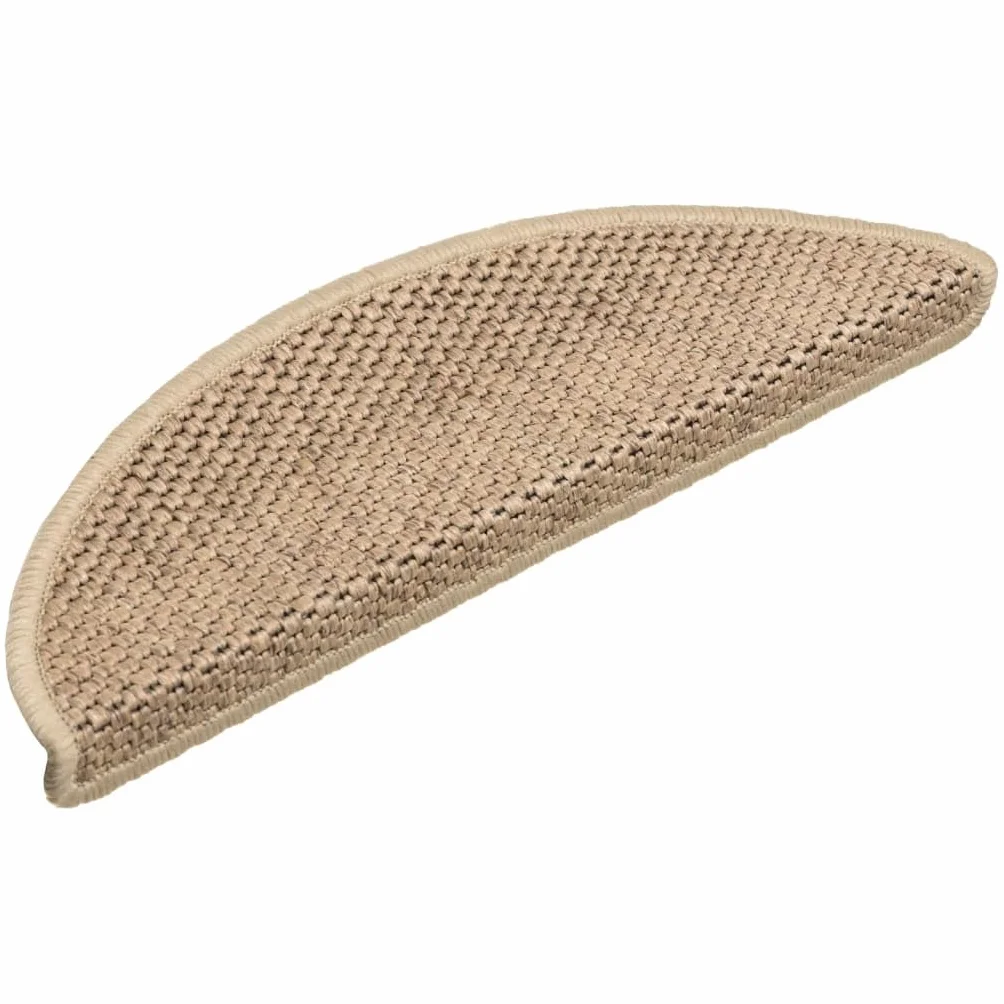 vidaXL Alfombrilla Autoadhesiva de Escalera 15 uds, Alfombrilla con Aspecto de Sisal, Protector Antideslizante de Peldaño, Tela Arena 56x17x3 cm