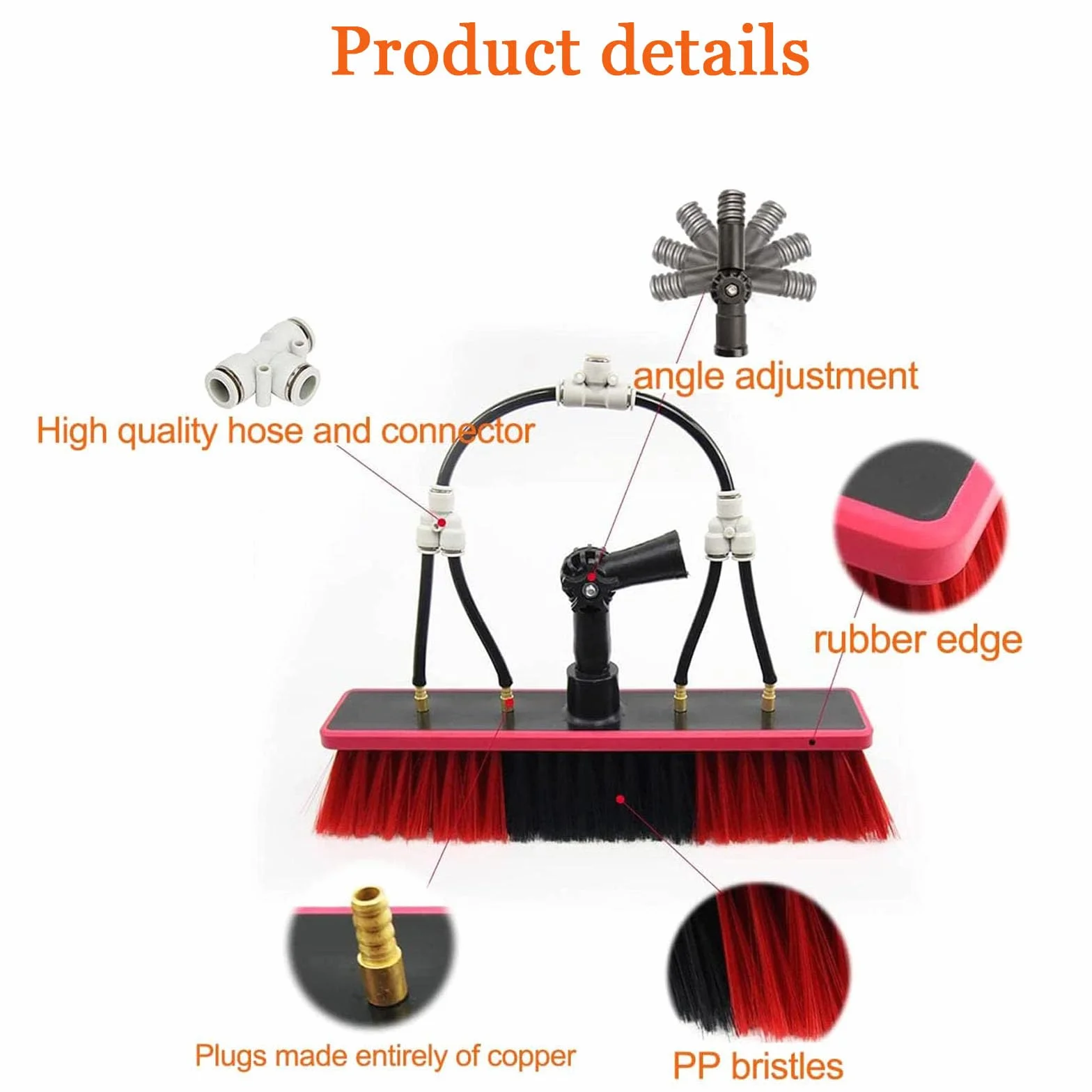 Kit de Limpieza de Ventanas: pértiga con Suministro de Agua y Cabezal de Cepillo para Limpiar techos, Paneles solares y Ventanas Altas. Alcance Extensible para un fácil a