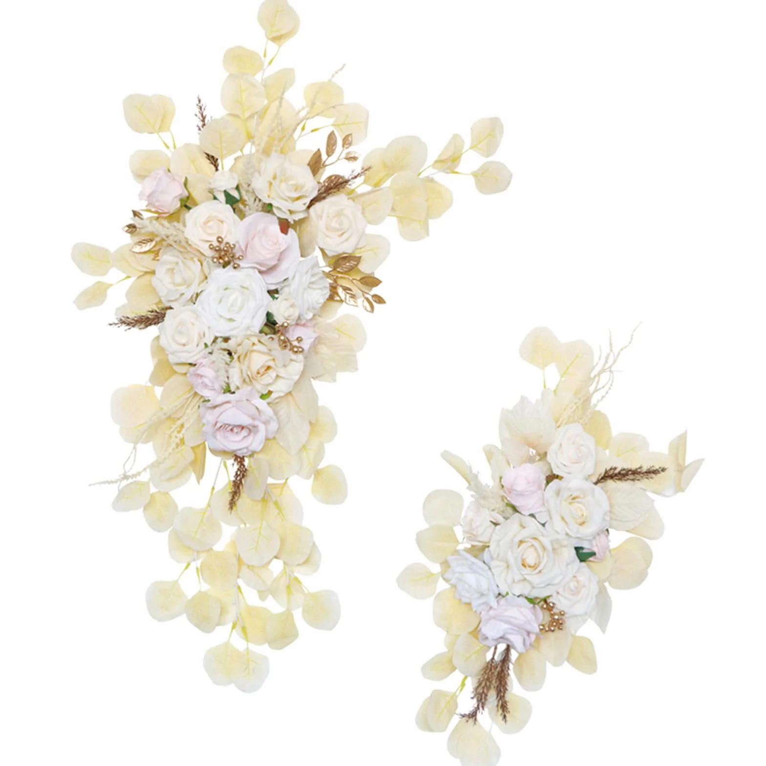 Kit de flores artificiales de arco de boda, paquete de 2, guirnalda de flores artificiales de boda, letreros de bienvenida, decoraciones florales para ceremonia de boda, recepción,
