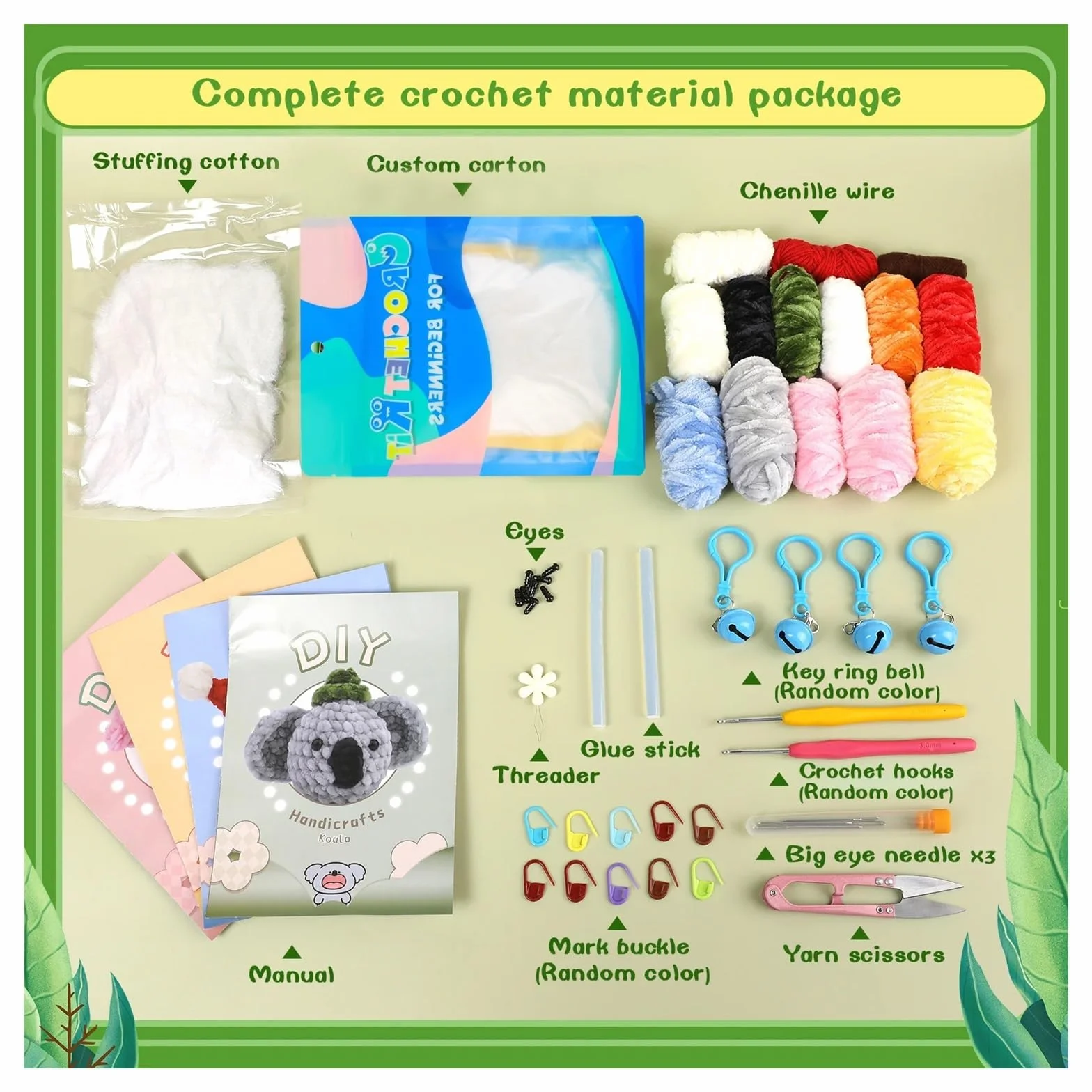 Kit Ganchillo Kit de animales de crochet for principiantes con instrucciones, hilo de algodón, agujas, gancho y juego de herramientas for tejer. Manualidades DIY.(Color06)