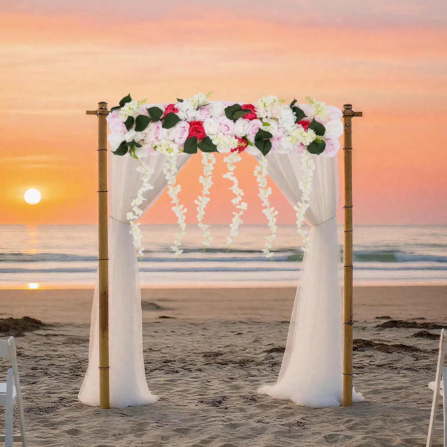Flores artificiales 3D para pared, 100 x 80 cm, tira de flores artificiales con rosas peonías, decoración de pared fácil de limpiar para balcón, jardín, boda, salón