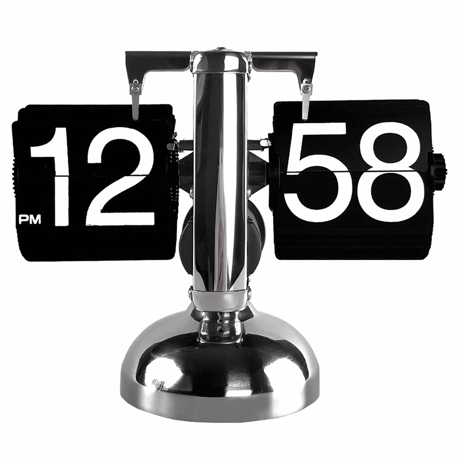 Tyenaza Flip Desk Clock, Mechanical Digital Flips Desk Reloj, Retro Minimalista Single Foot Mechanical Auto Flips Clocks de Escritorio, para Decoración de Salón, Dormitorio, Oficina(Negra)