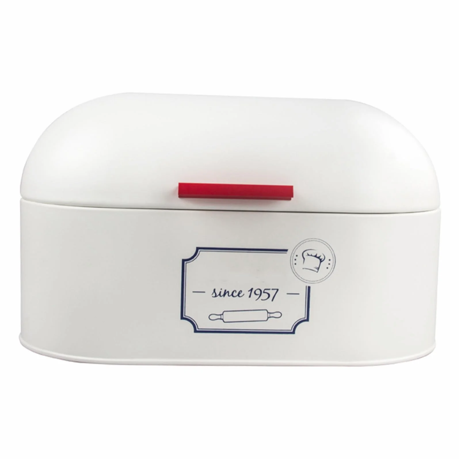 Caja para Guardar el Pan Europea Grande de Metal de Color Blanco 1pieza | Organizador para Bollos y Pasteles, Acabado Liso de Fabricación Fina, Uso en Panadería y Centro Comercial